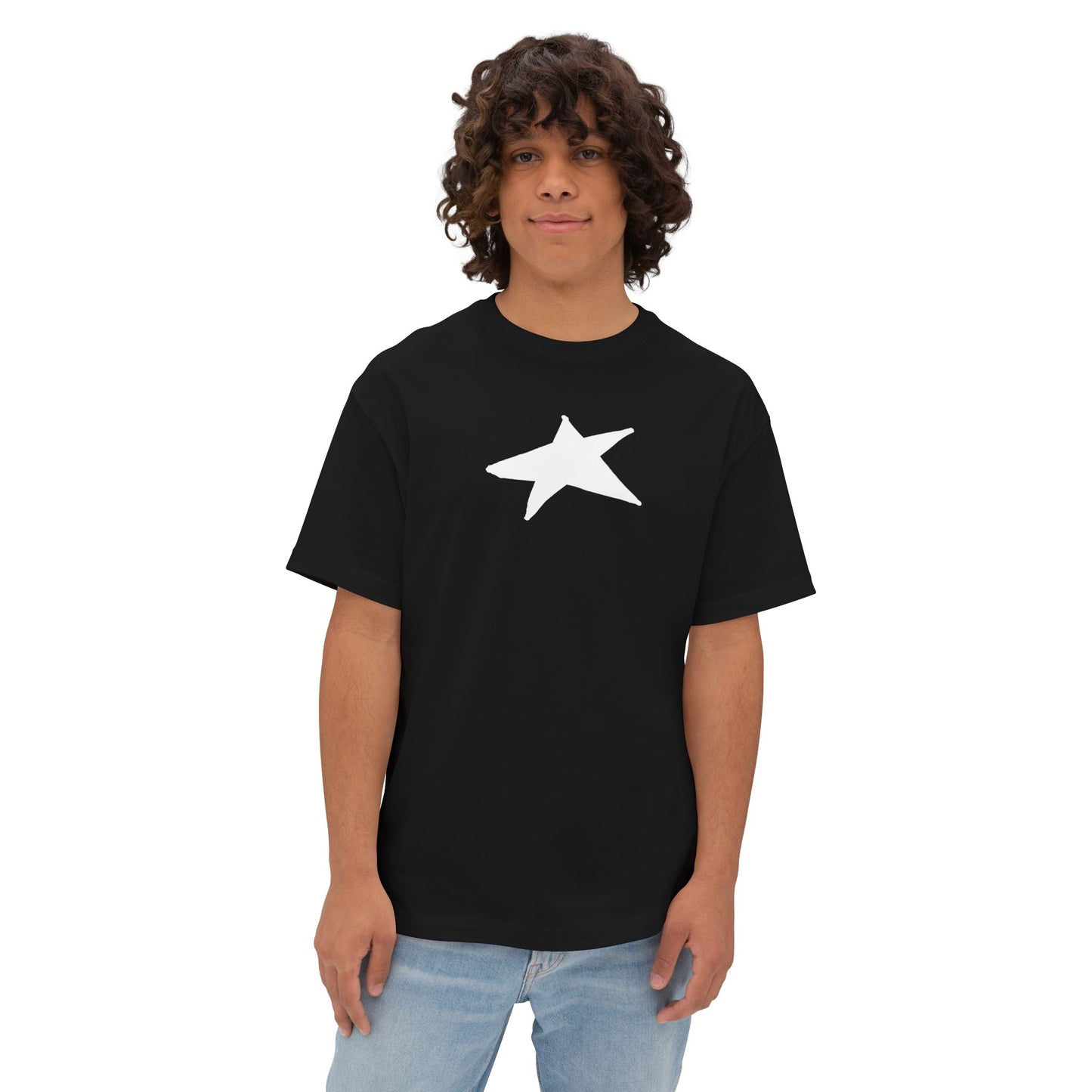 Star Unisex Oversized Boxy Tee — Dropped Shoulder Casual Tee (100% Cotton)