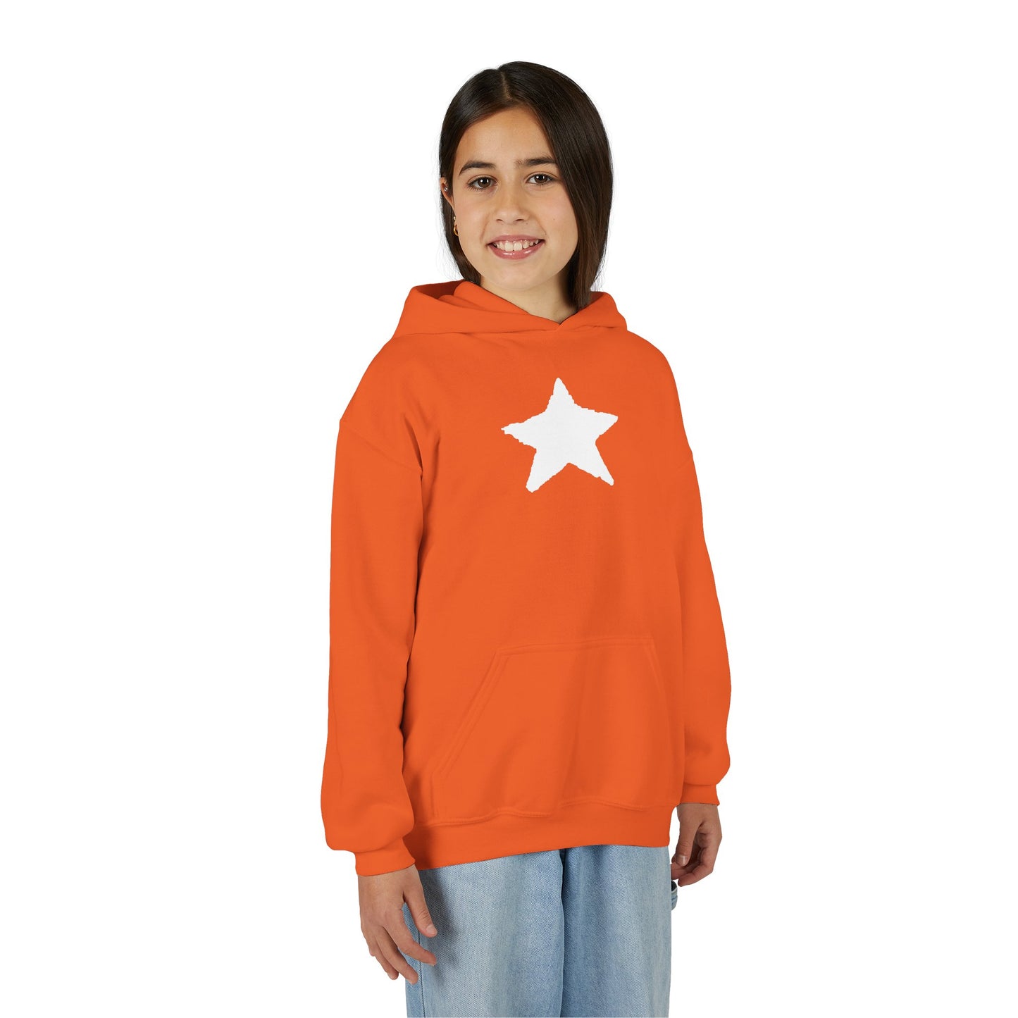 Star Youth Heavy Blend Hooded Sweatshirt — Kids Cozy Kangaroo Pocket