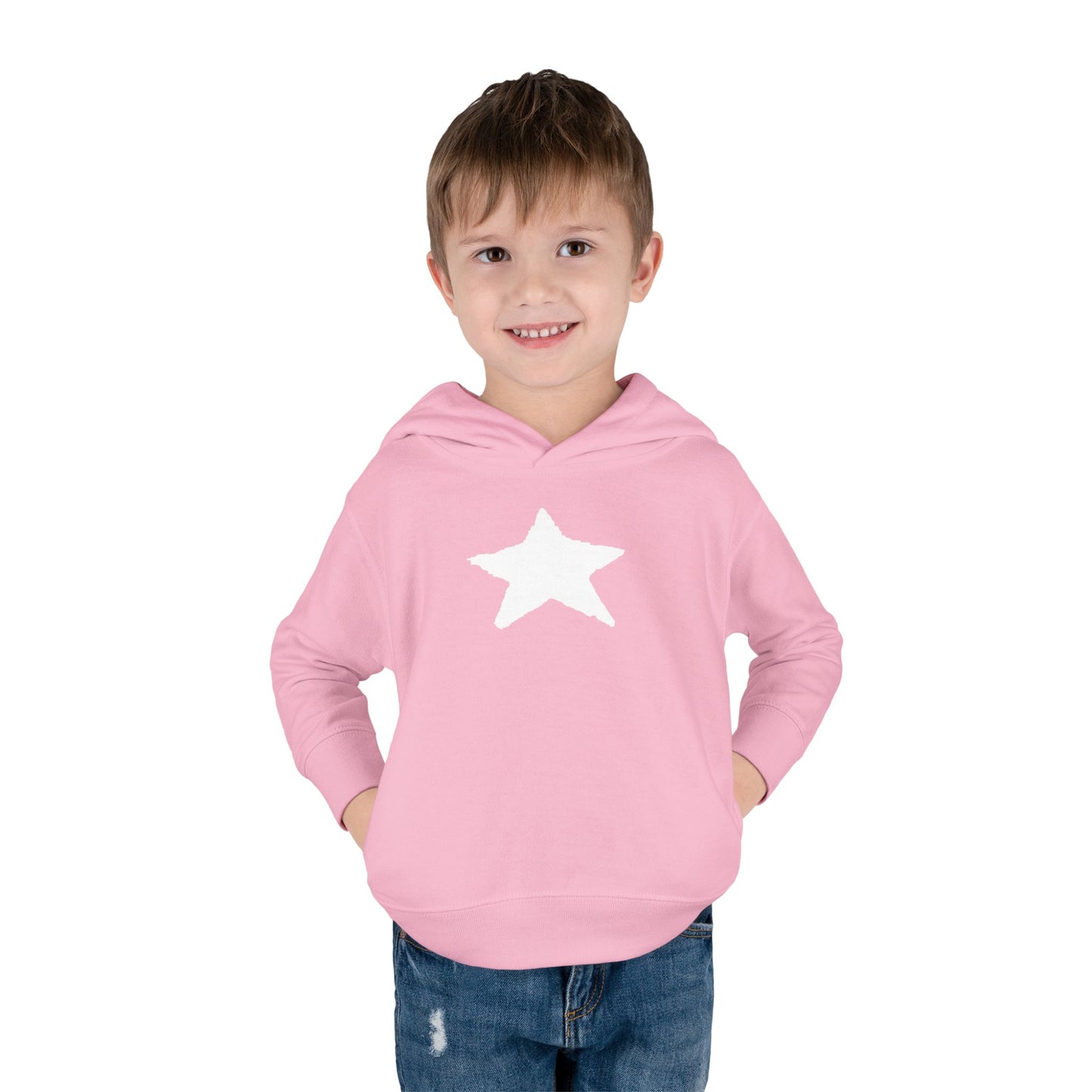 Bright Orange Toddler Fleece Hoodie with Star Design