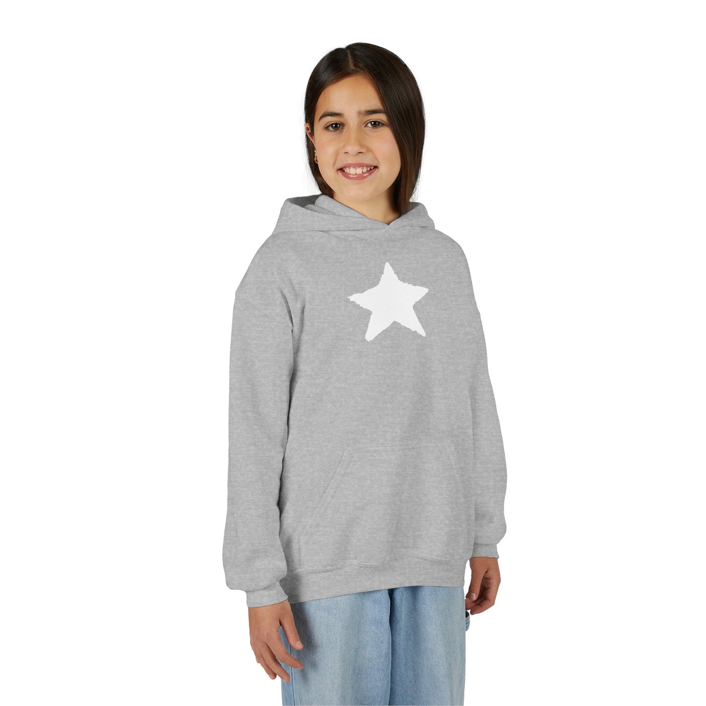 Star Youth Heavy Blend Hooded Sweatshirt — Kids Cozy Kangaroo Pocket