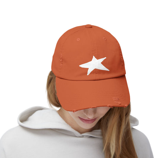 Unisex Distressed Cap with Star Design - Trendy & Comfortable Hat for Everyday Style