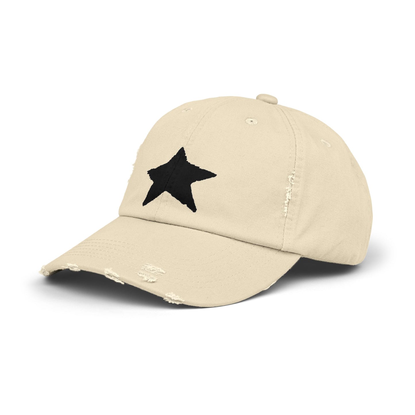 Distressed Cap - Vintage Style Star Print Adjustable Twill Dad Hat