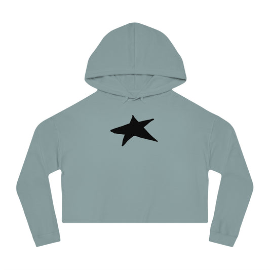 Chic Star Print Cropped Hoodie for Women - Trendy Lightweight Sweatshirt