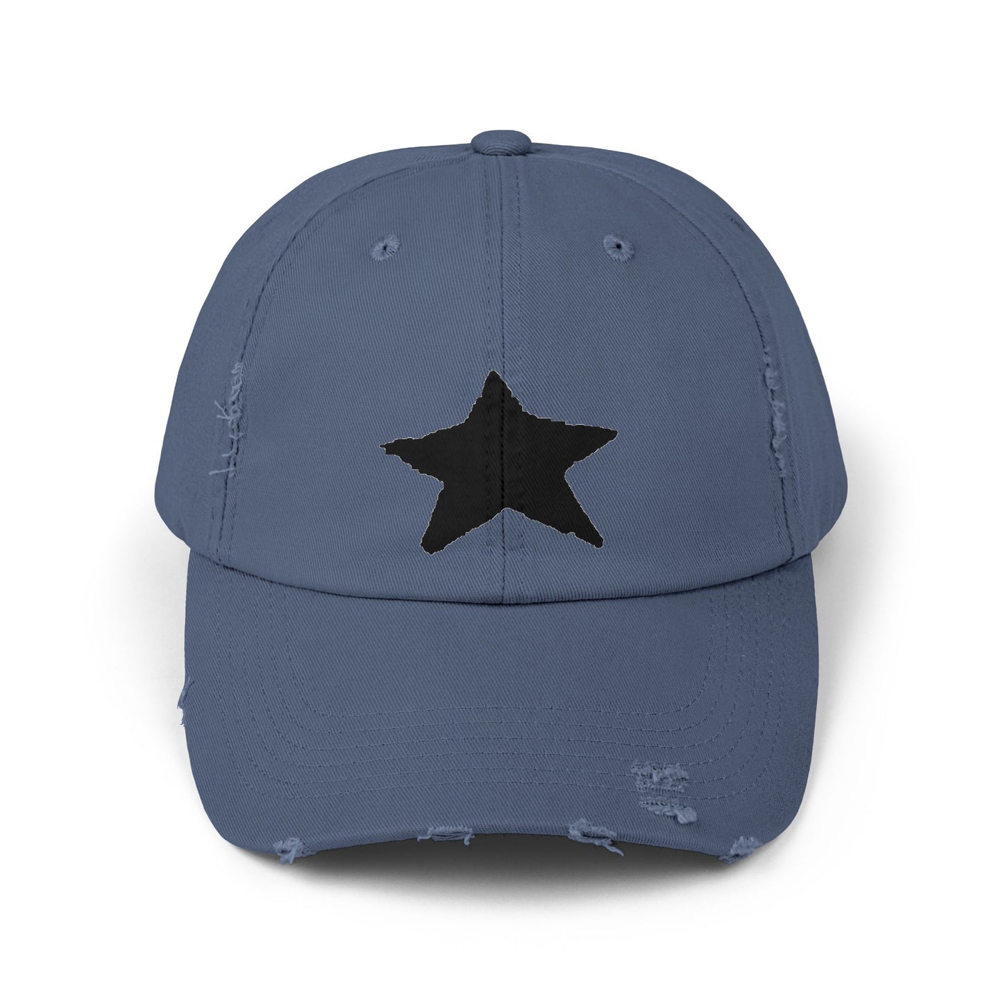 Distressed Cap - Vintage Style Star Print Adjustable Twill Dad Hat