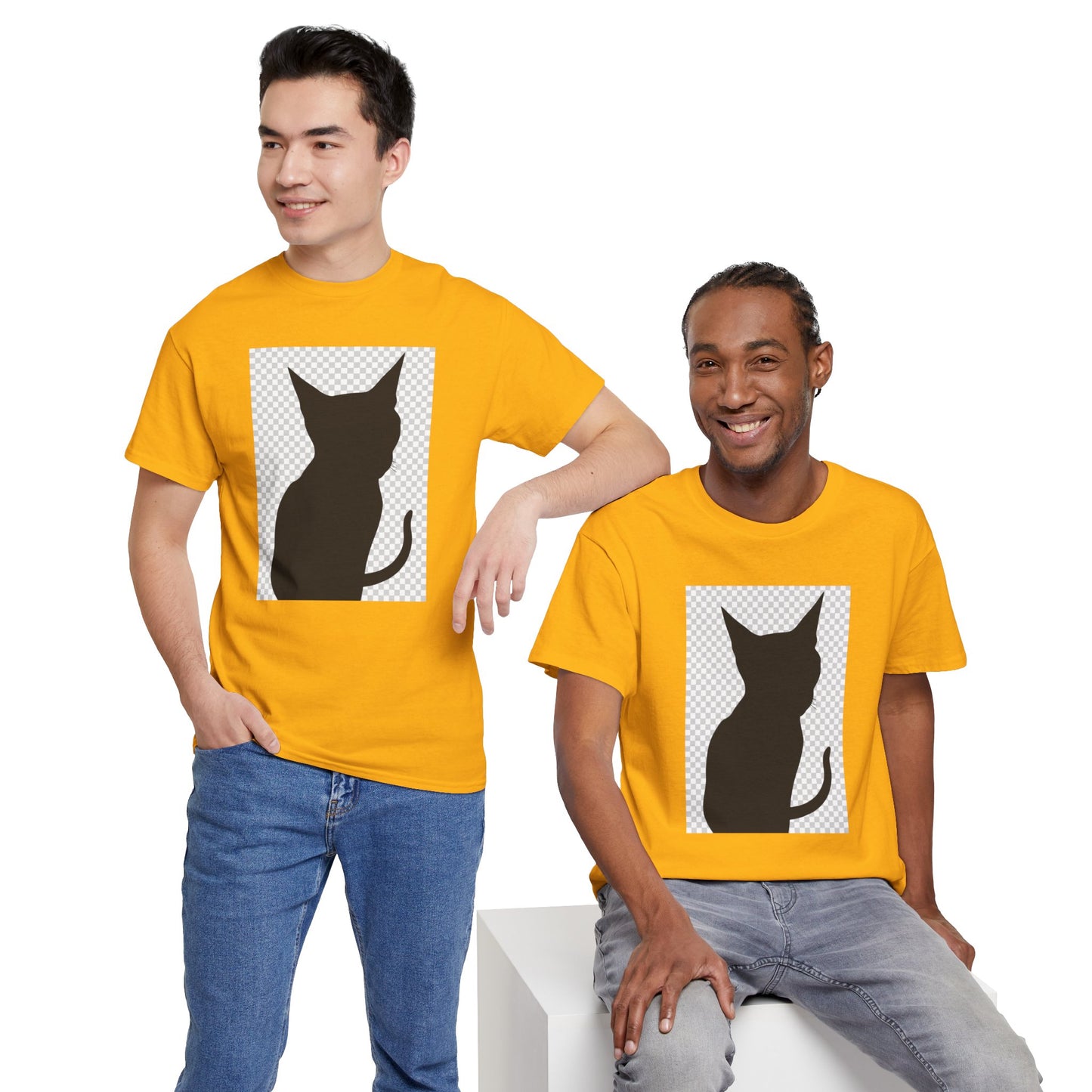 Cat Silhouette Unisex Tee — Heavy Cotton Graphic Shirt for Cat Lovers | HERARTSSSS
