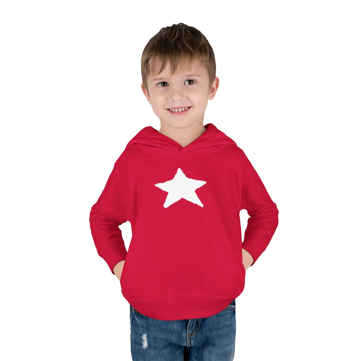 Bright Orange Toddler Fleece Hoodie with Star Design