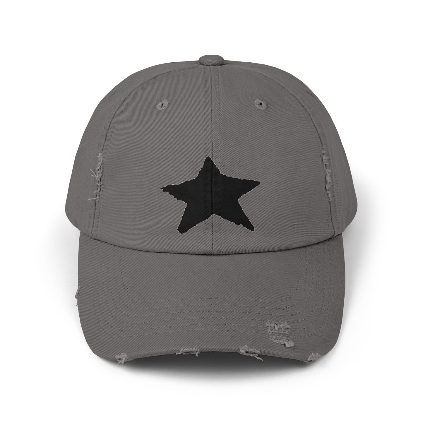 Distressed Cap - Vintage Style Star Print Adjustable Twill Dad Hat