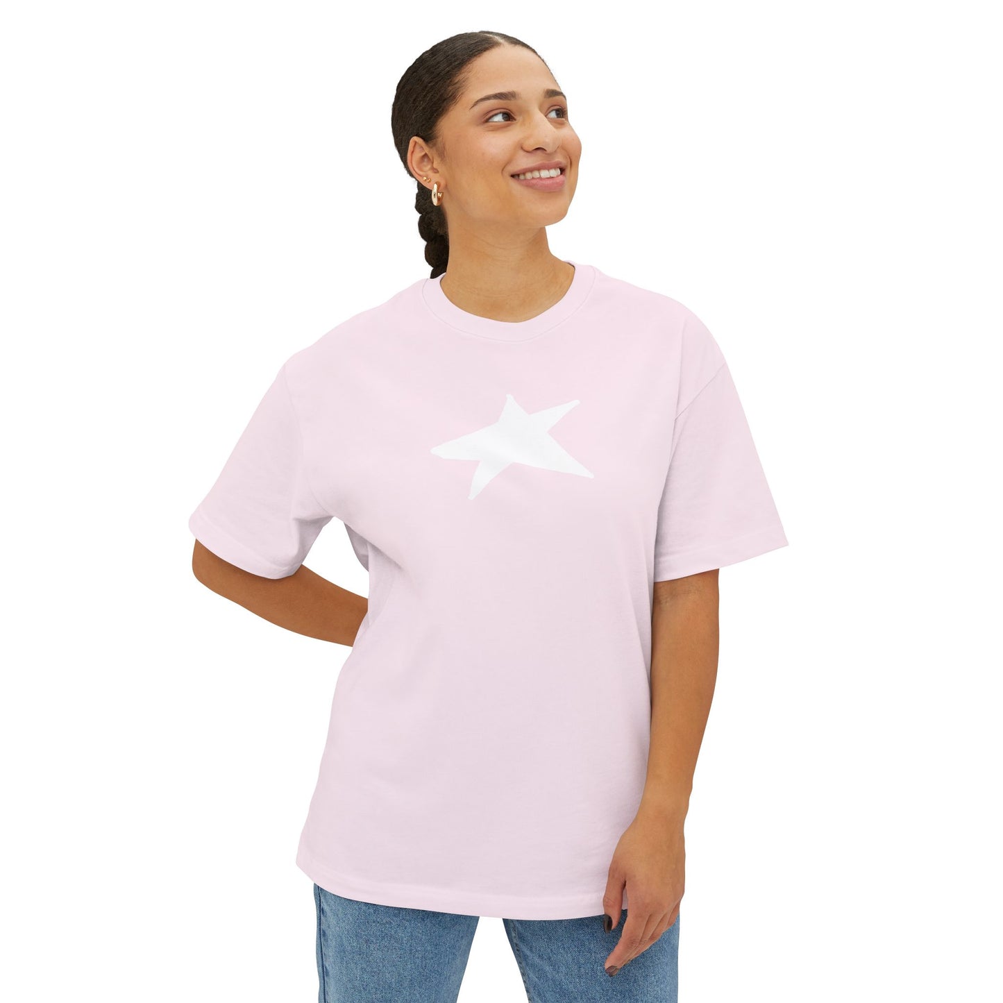 Star Unisex Oversized Boxy Tee — Dropped Shoulder Casual Tee (100% Cotton) | HERARTSSSS
