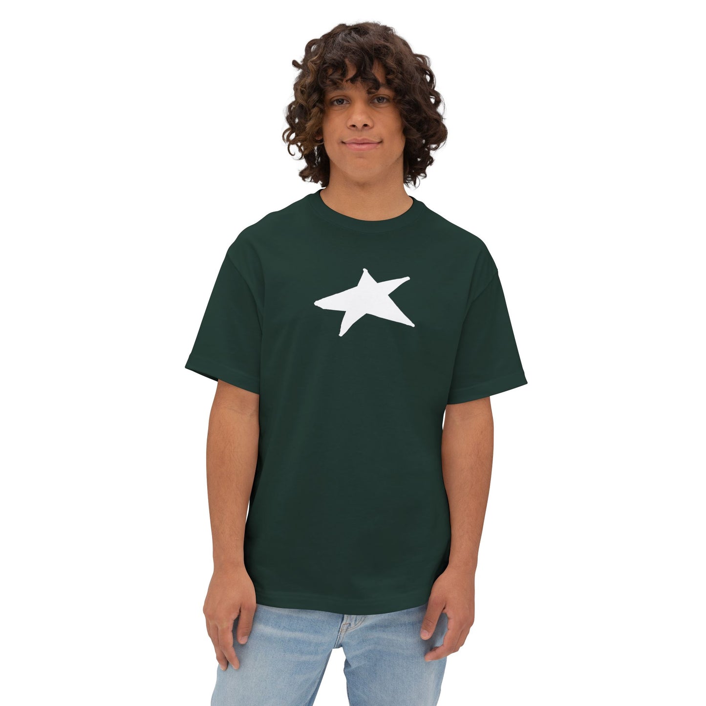 Star Unisex Oversized Boxy Tee — Dropped Shoulder Casual Tee (100% Cotton) | HERARTSSSS