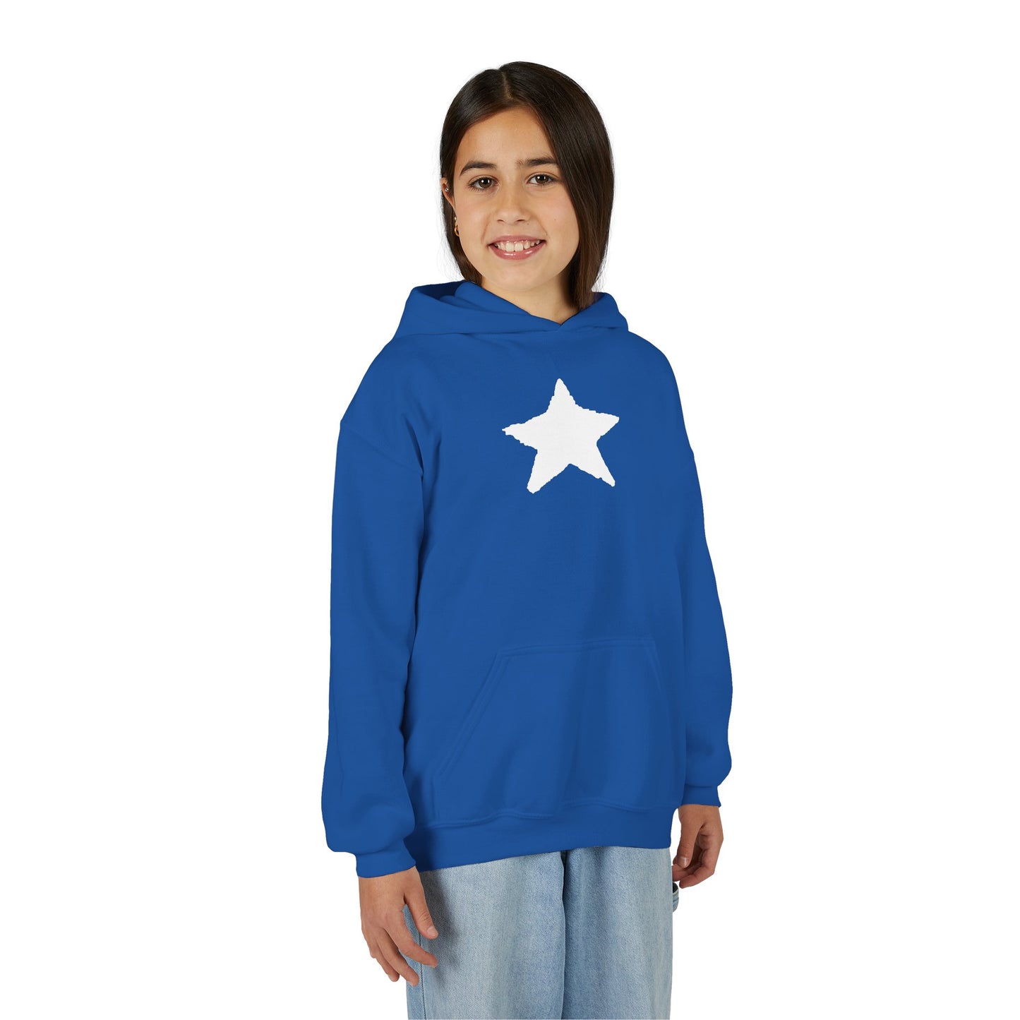 Star Youth Heavy Blend Hooded Sweatshirt — Kids Cozy Kangaroo Pocket