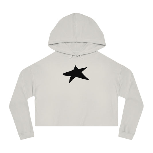Chic Star Print Cropped Hoodie for Women - Trendy Lightweight Sweatshirt