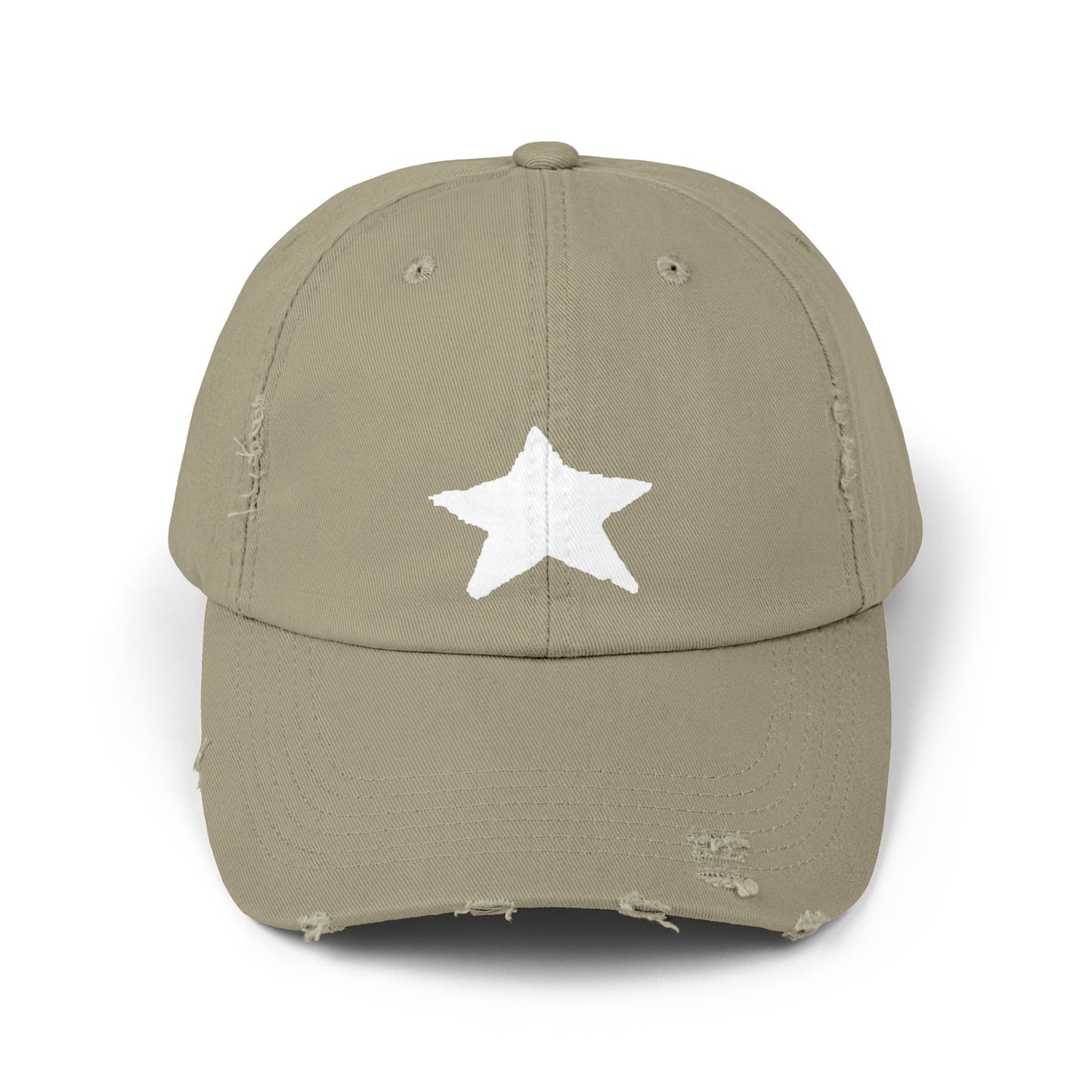 Unisex Distressed Cap with Star Design - Trendy Casual Style