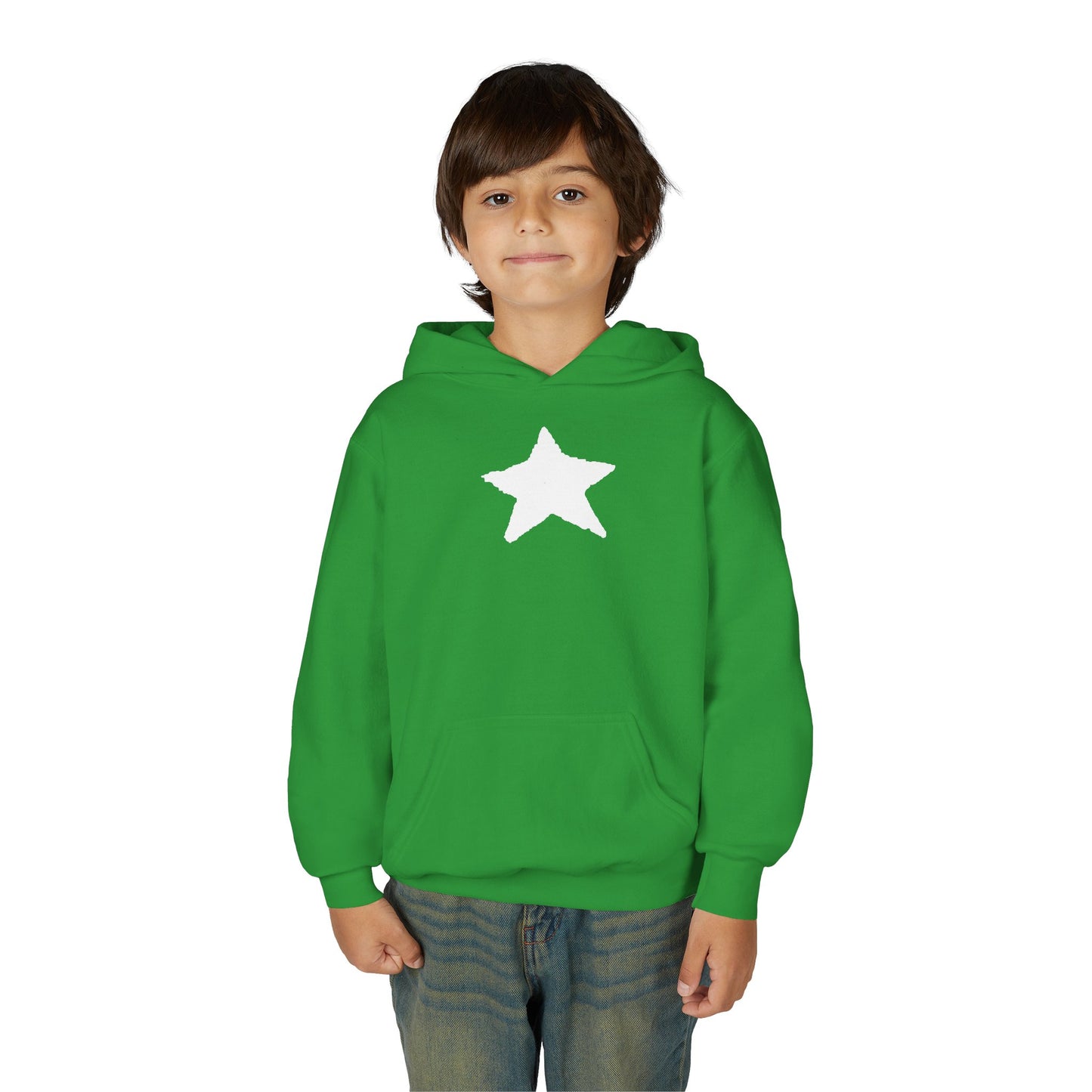 Star Youth Heavy Blend Hooded Sweatshirt — Kids Cozy Kangaroo Pocket