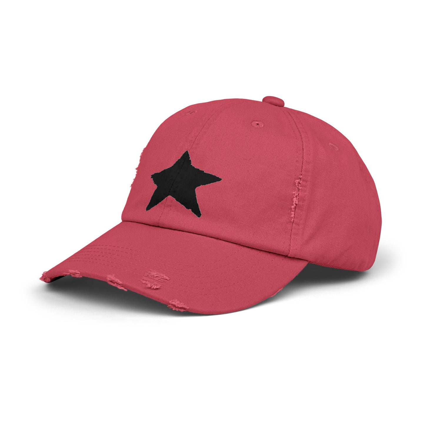 Distressed Cap - Vintage Style Star Print Adjustable Twill Dad Hat