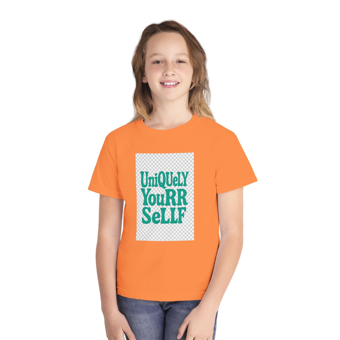 Uniquely You Youth Heavy Cotton Tee – Empowering Graphic Shirt for Kids, Affirmation Wear, Everyday Comfort | HERARTSSSS