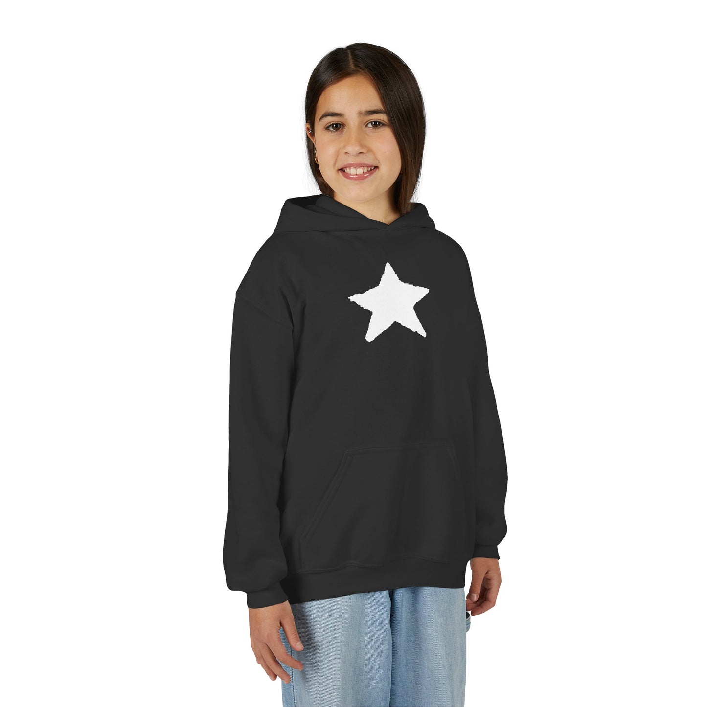 Star Youth Heavy Blend Hooded Sweatshirt — Kids Cozy Kangaroo Pocket