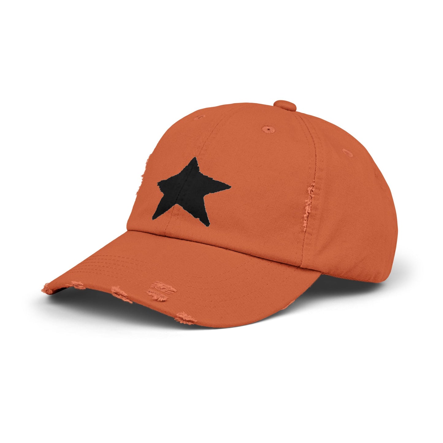 Distressed Cap - Vintage Style Star Print Adjustable Twill Dad Hat
