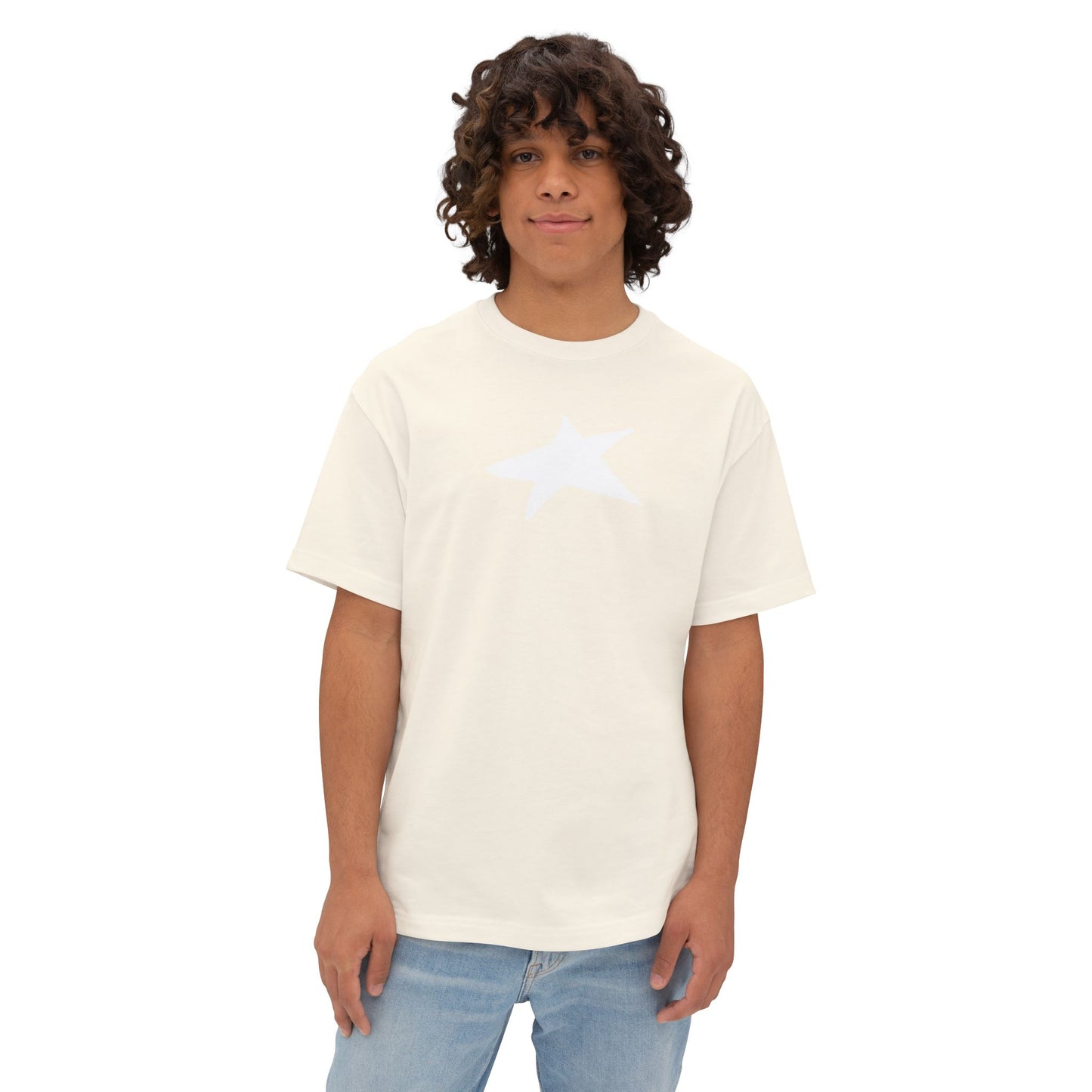 Star Unisex Oversized Boxy Tee — Dropped Shoulder Casual Tee (100% Cotton) | HERARTSSSS