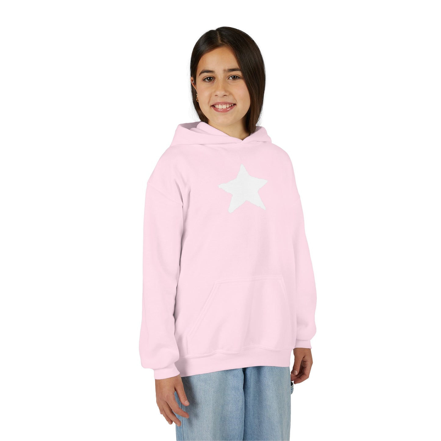 Star Youth Heavy Blend Hooded Sweatshirt — Kids Cozy Kangaroo Pocket