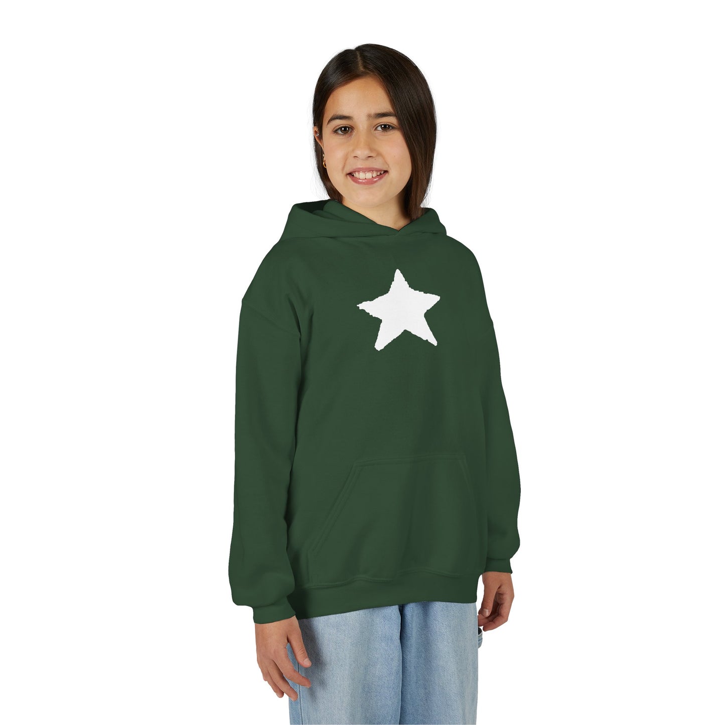 Star Youth Heavy Blend Hooded Sweatshirt — Kids Cozy Kangaroo Pocket