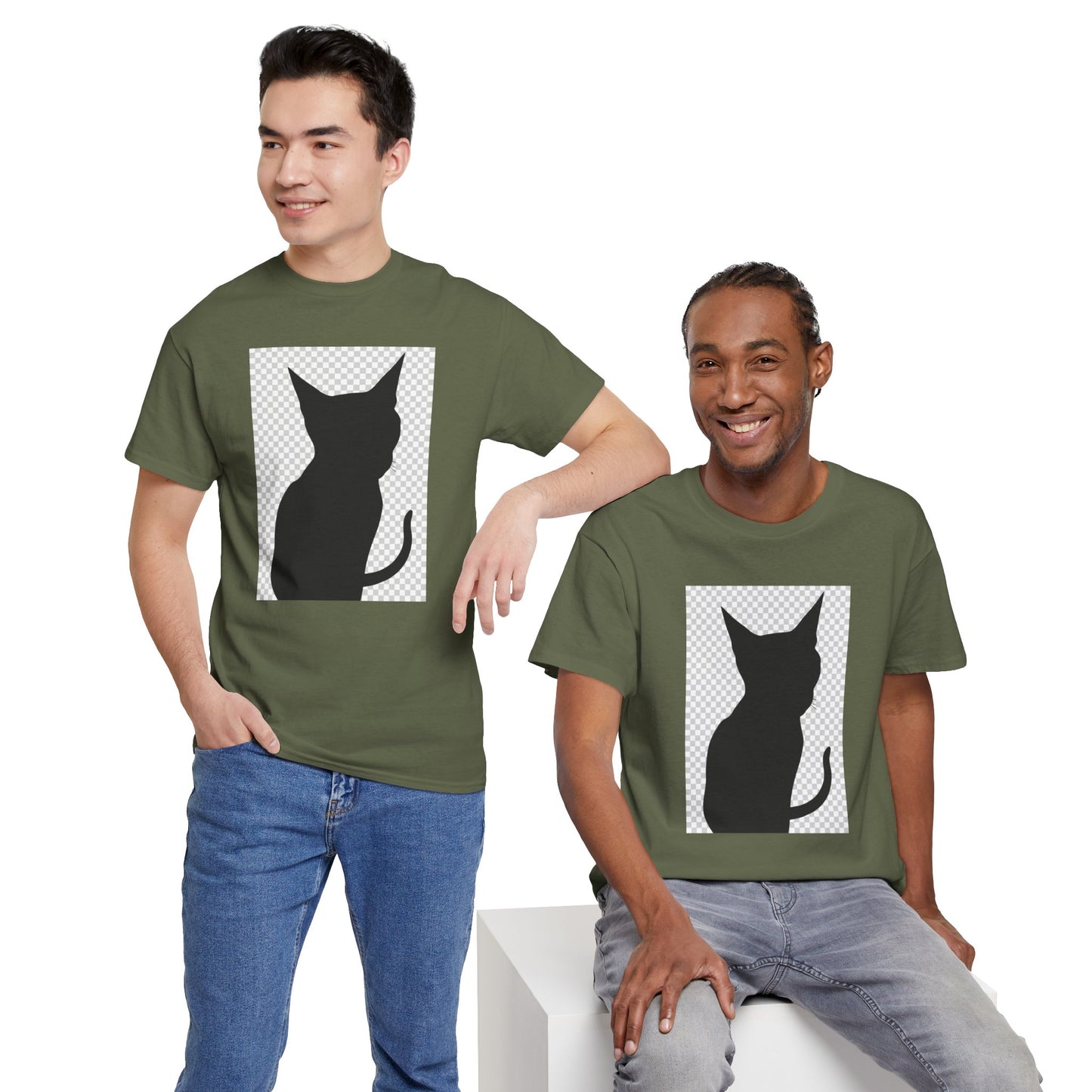 Cat Silhouette Unisex Tee — Heavy Cotton Graphic Shirt for Cat Lovers | HERARTSSSS
