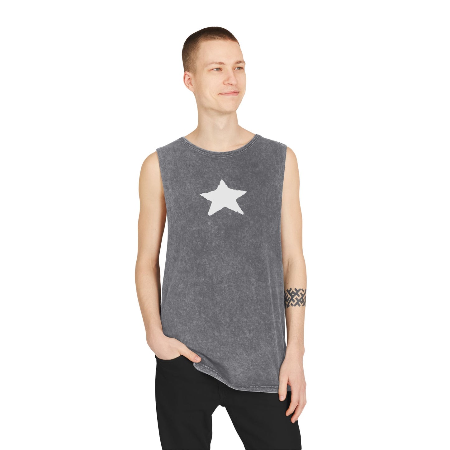 Unisex Stonewash Star Tank Top - Casual Vintage Style for Every Occasion