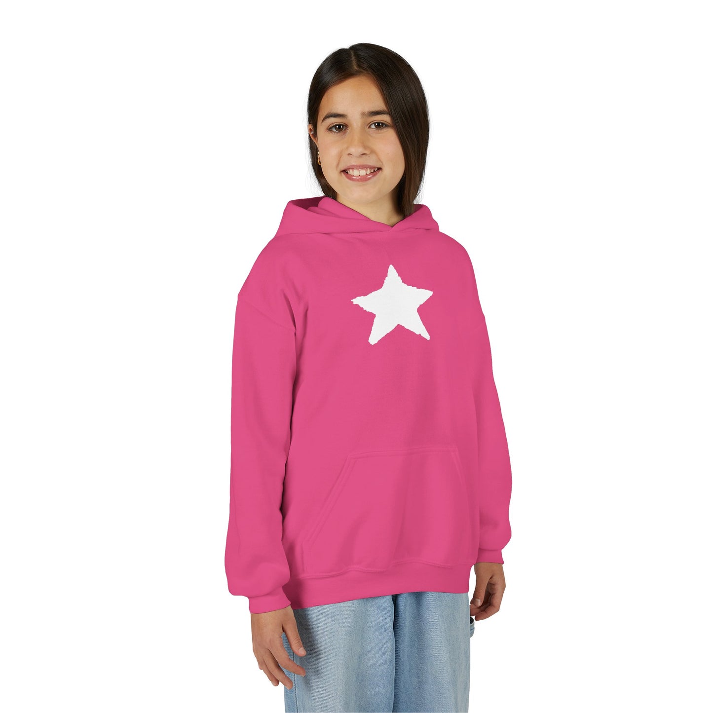 Star Youth Heavy Blend Hooded Sweatshirt — Kids Cozy Kangaroo Pocket