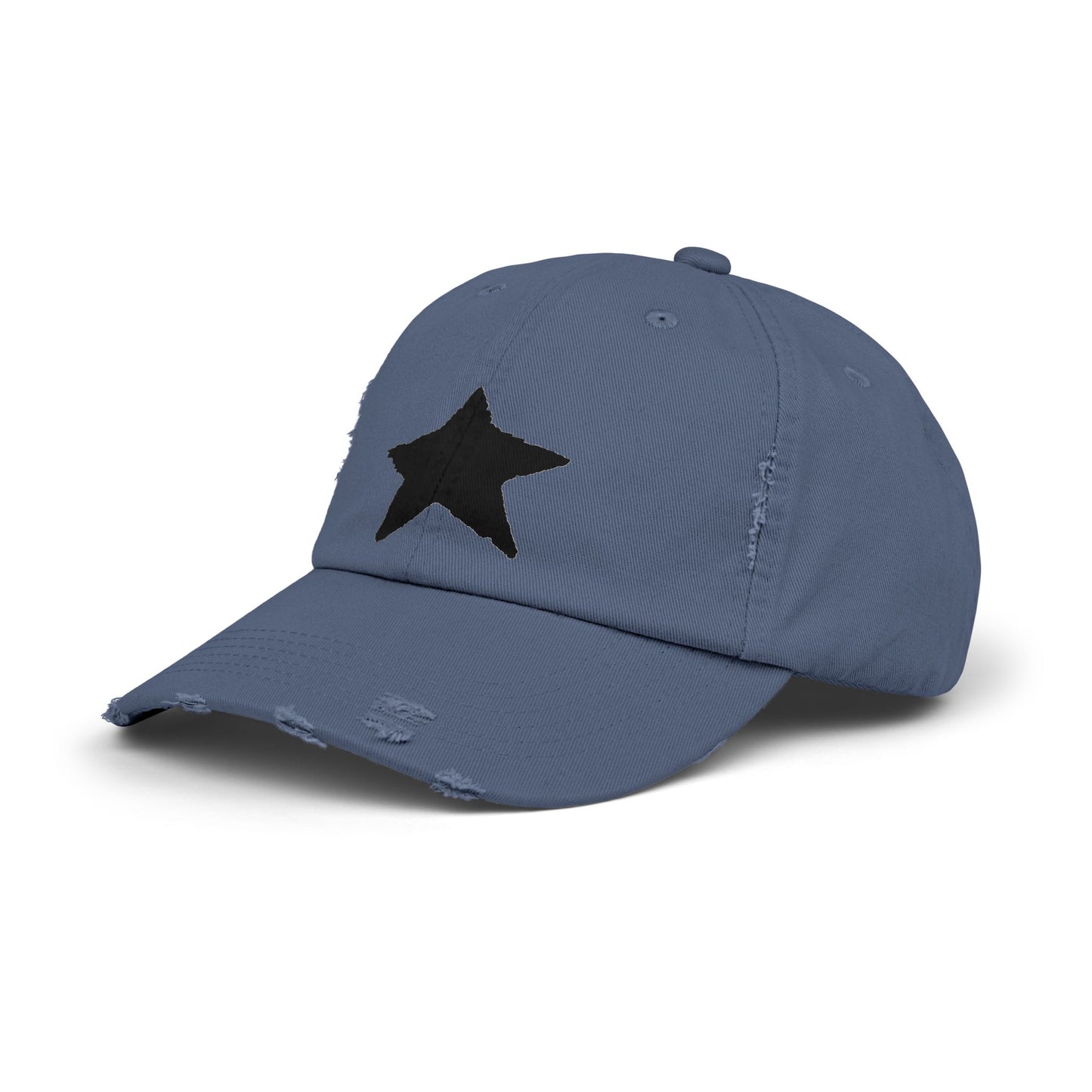 Distressed Cap - Vintage Style Star Print Adjustable Twill Dad Hat
