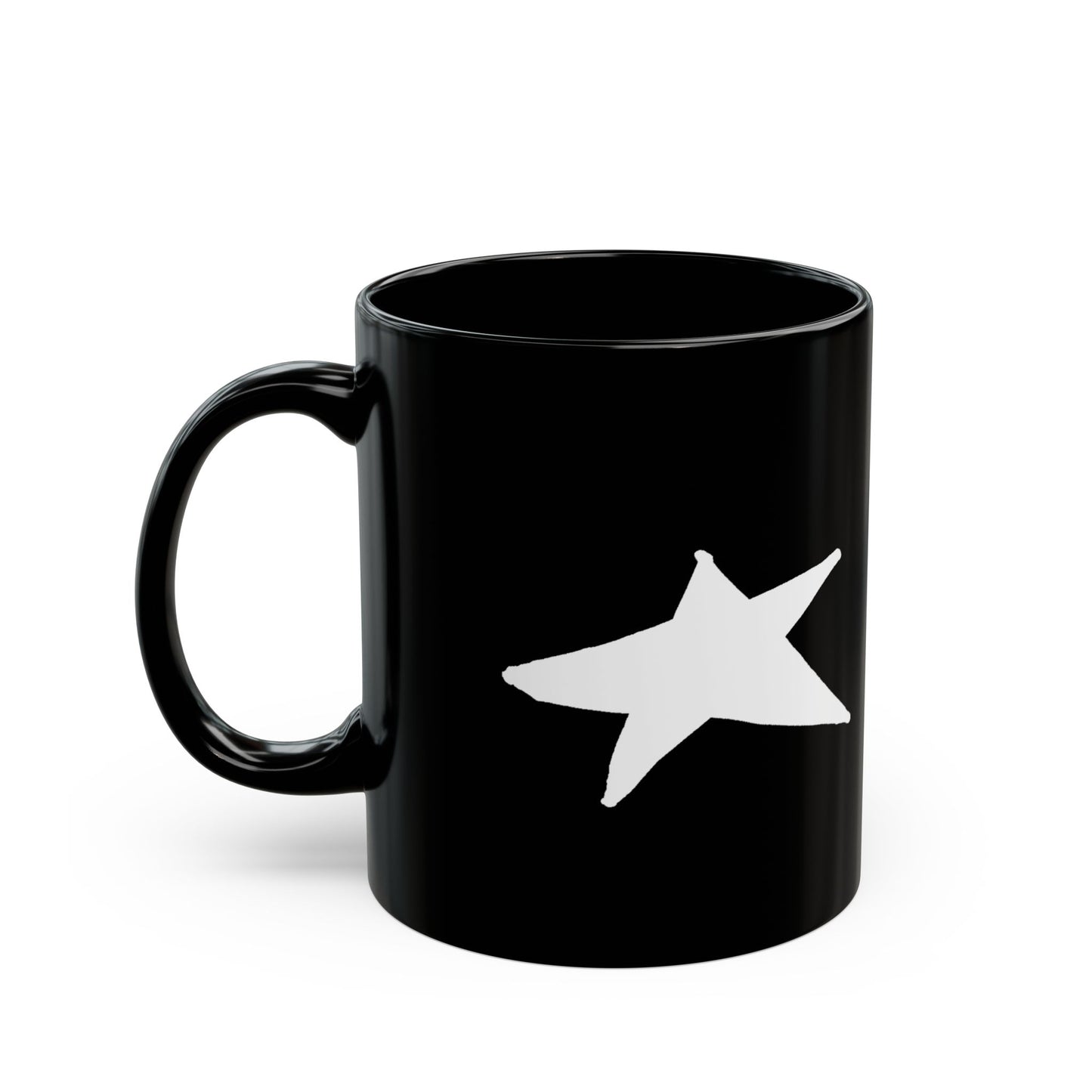 Black Star Mug — Glossy Ceramic 11oz, Dishwasher & Microwave Safe, Gift for Coffee Lovers