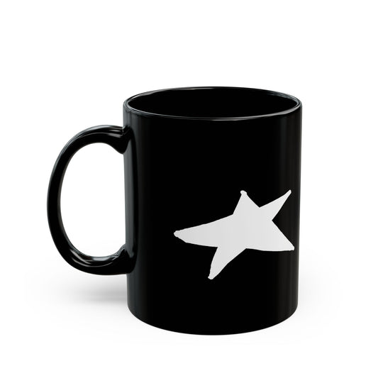 Black Star Mug — Glossy Ceramic 11oz, Dishwasher & Microwave Safe, Gift for Coffee Lovers