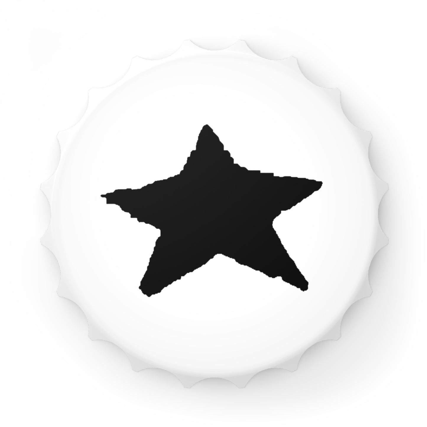 Star Bottle Opener Magnet — 3" Bottle-Cap Shape, Magnetic Back & Dual-Action Opener