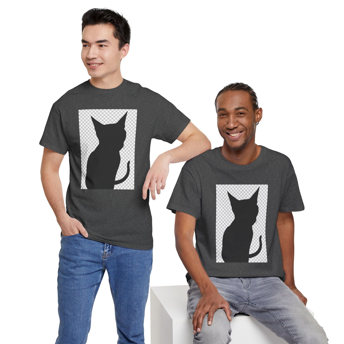 Cat Silhouette Unisex Tee — Heavy Cotton Graphic Shirt for Cat Lovers | UNIQUELY YOURRSELLF ®