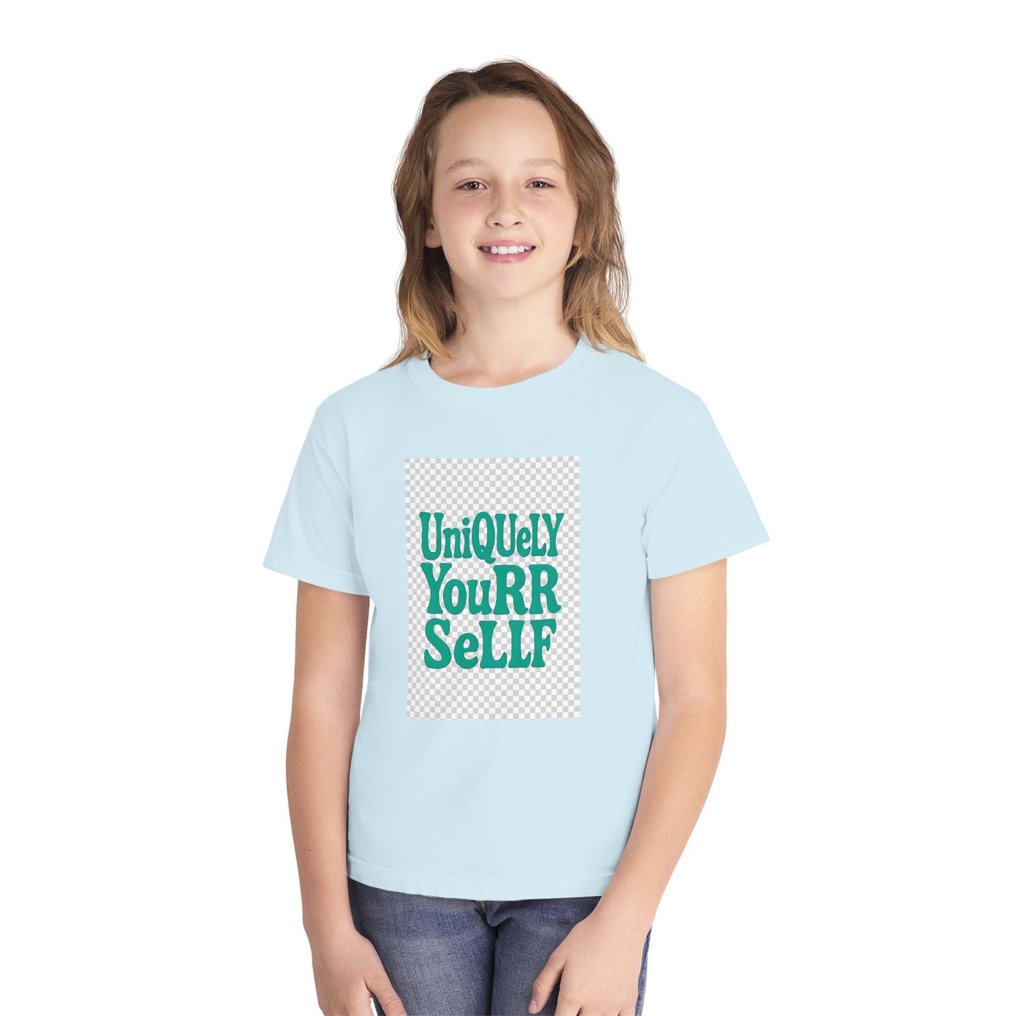 Uniquely You Youth Heavy Cotton Tee – Empowering Graphic Shirt for Kids, Affirmation Wear, Everyday Comfort | HERARTSSSS