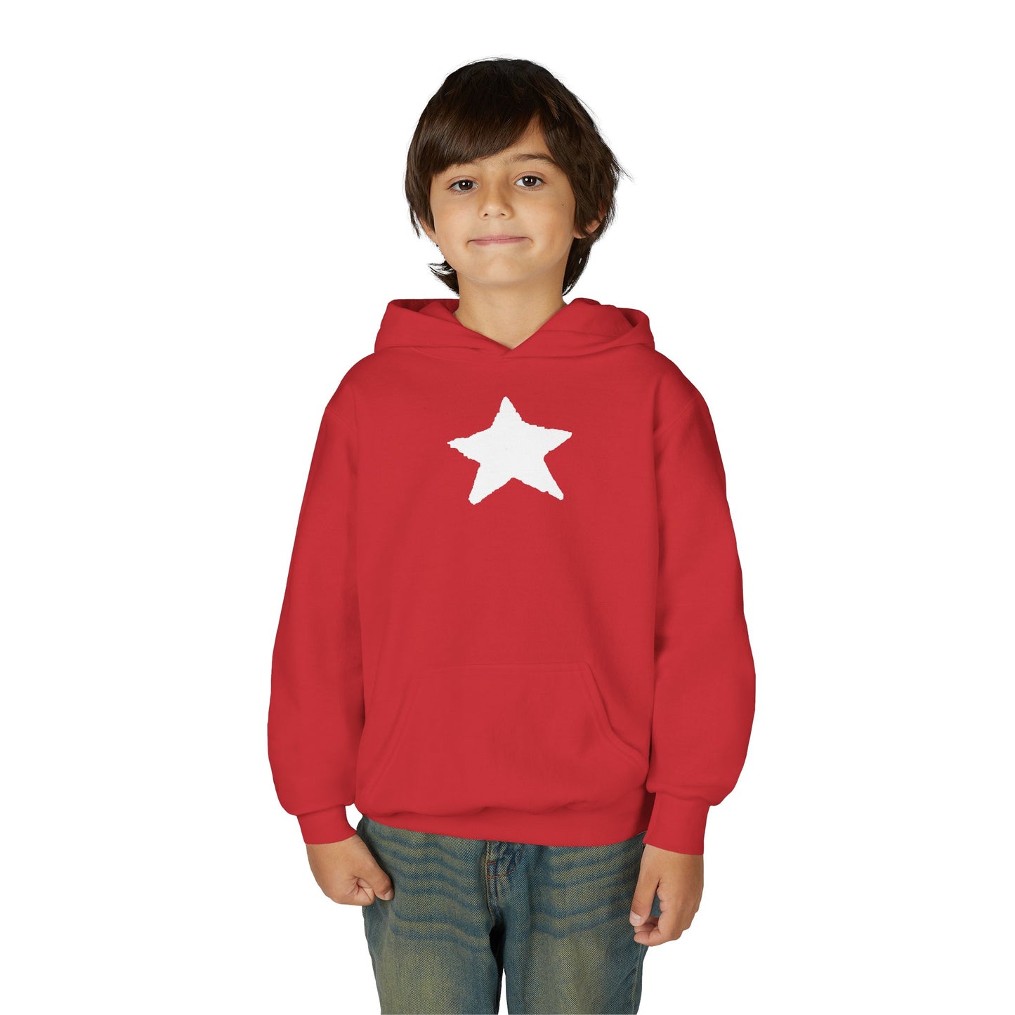 Star Youth Heavy Blend Hooded Sweatshirt — Kids Cozy Kangaroo Pocket