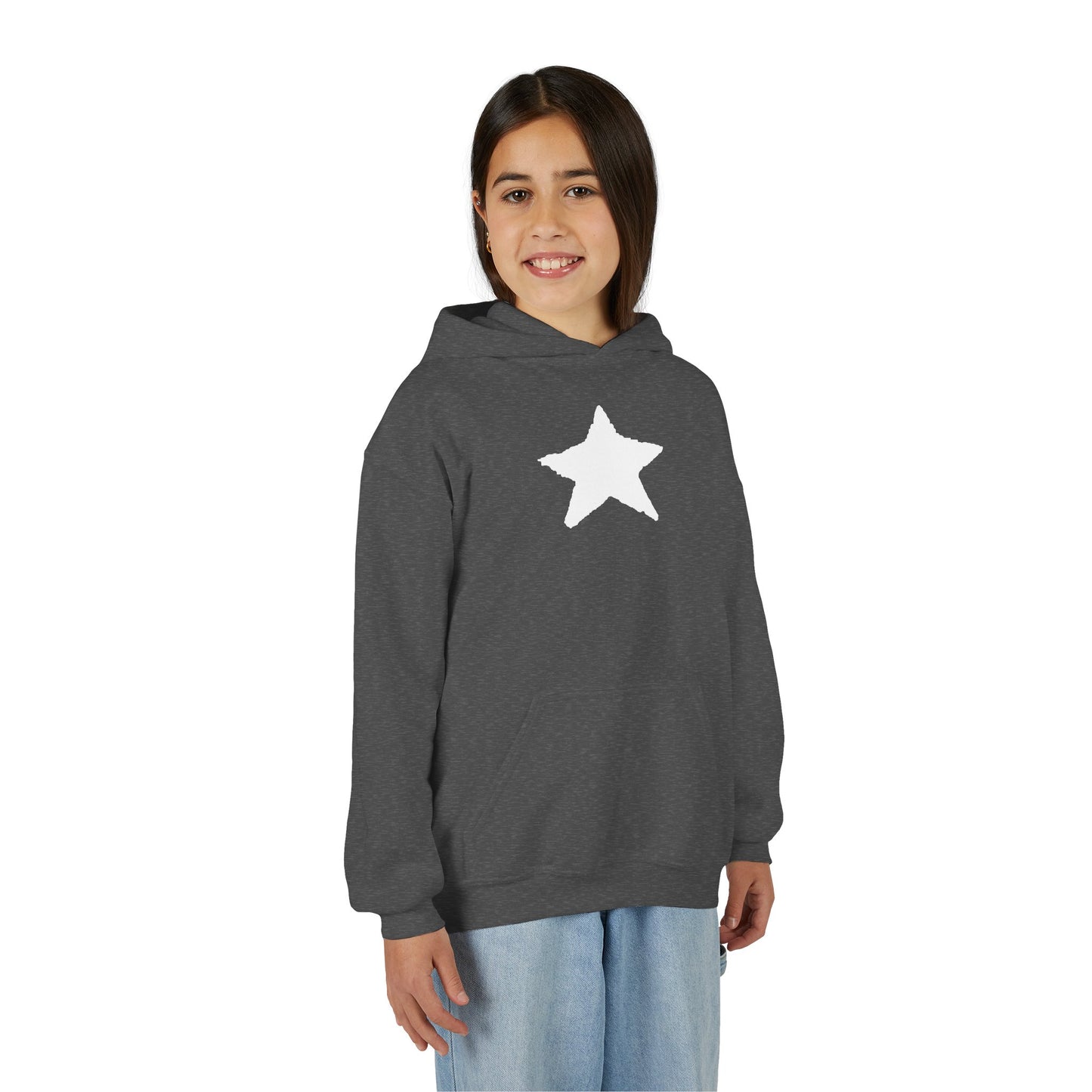 Star Youth Heavy Blend Hooded Sweatshirt — Kids Cozy Kangaroo Pocket
