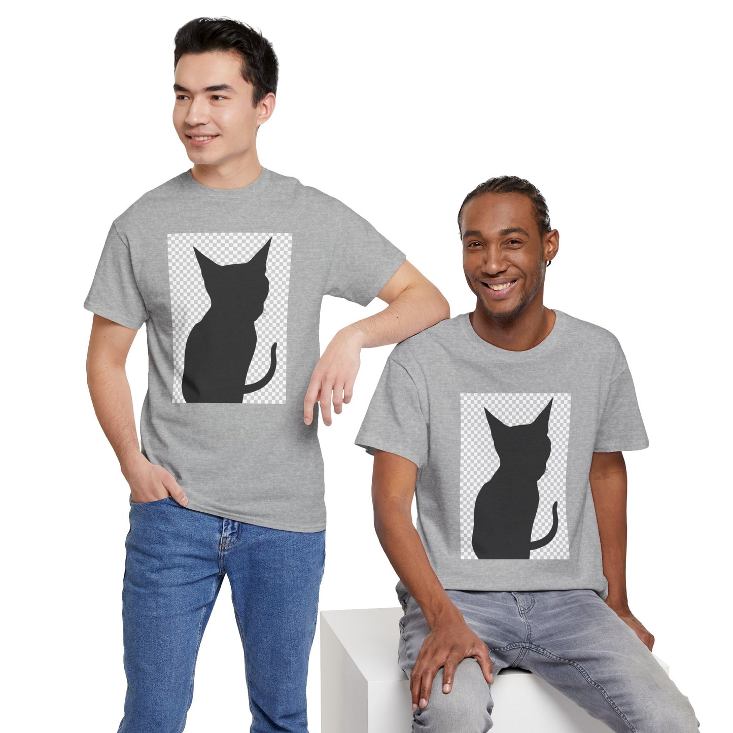 Cat Silhouette Unisex Tee — Heavy Cotton Graphic Shirt for Cat Lovers | HERARTSSSS