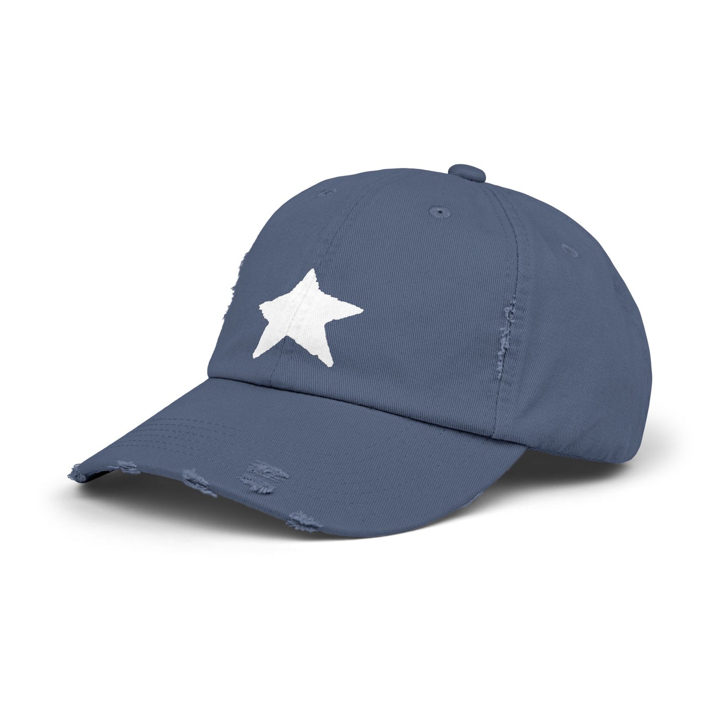 Unisex Distressed Cap with Star Design - Trendy Casual Style