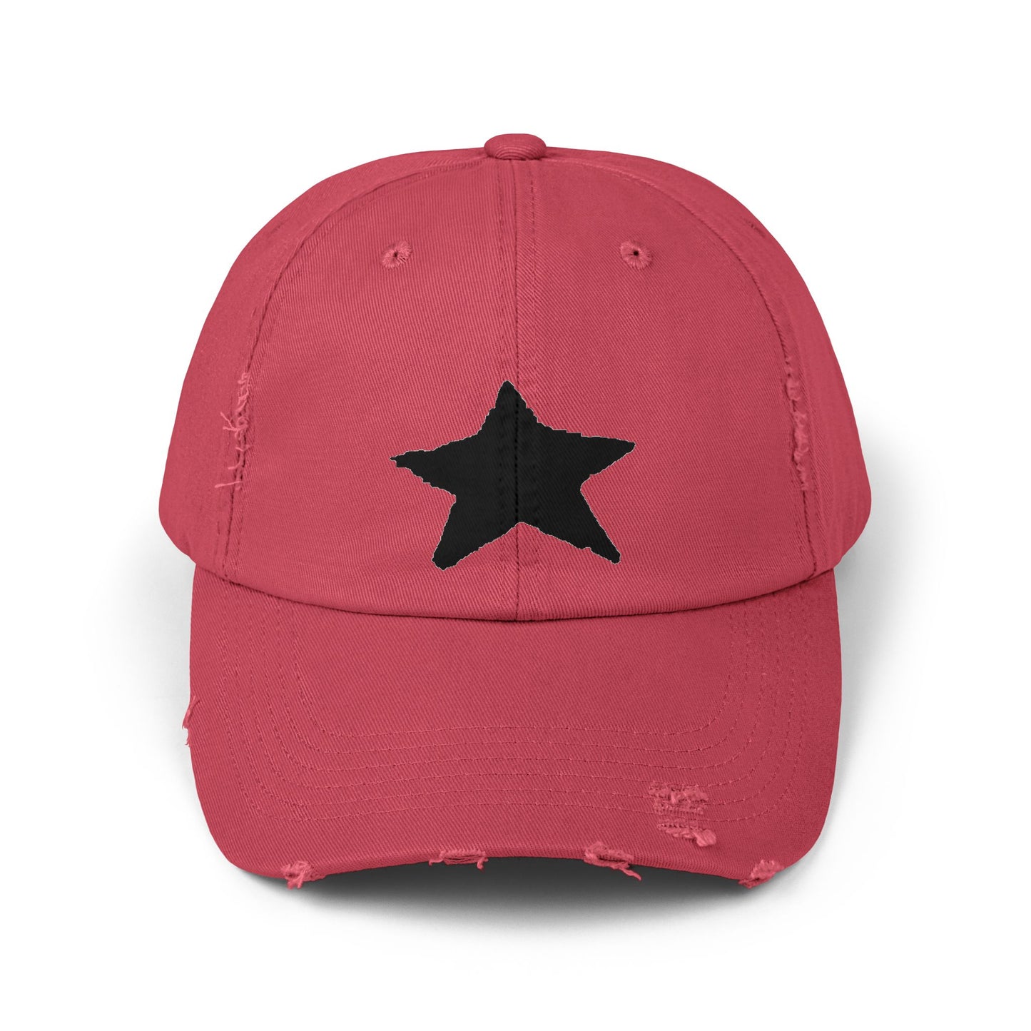Distressed Cap - Vintage Style Star Print Adjustable Twill Dad Hat