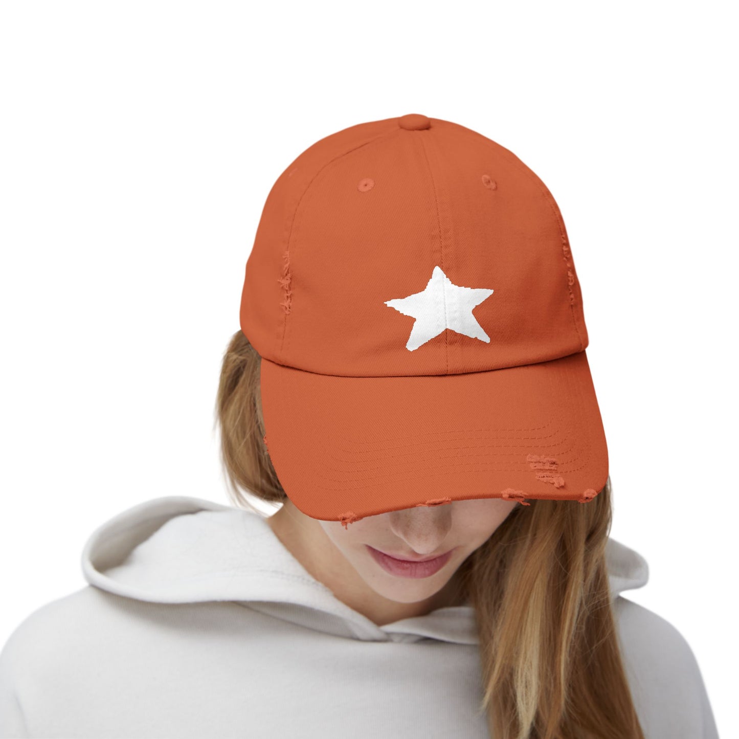 Unisex Distressed Cap with Star Design - Trendy Casual Style