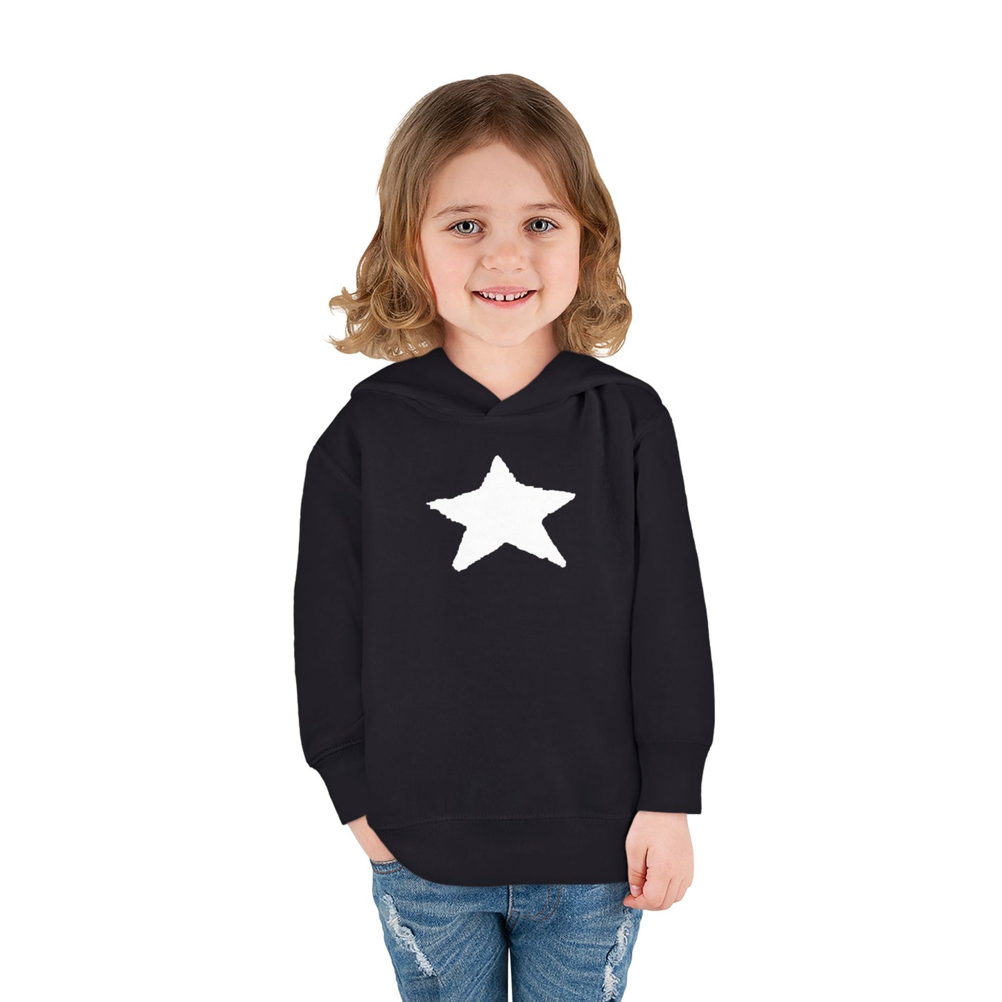 Bright Orange Toddler Fleece Hoodie with Star Design