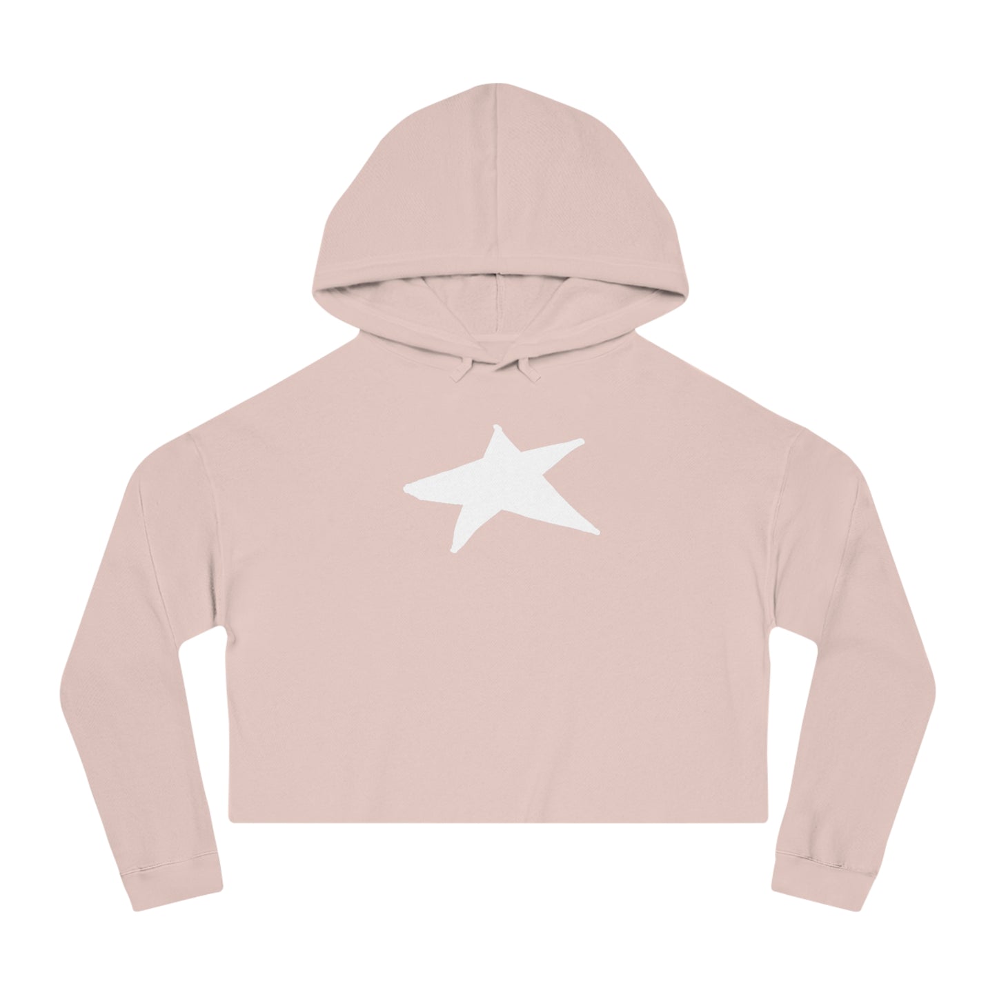 Chic Star-Embroidered Cropped Hoodie — Women's 80/20 Cotton-Poly