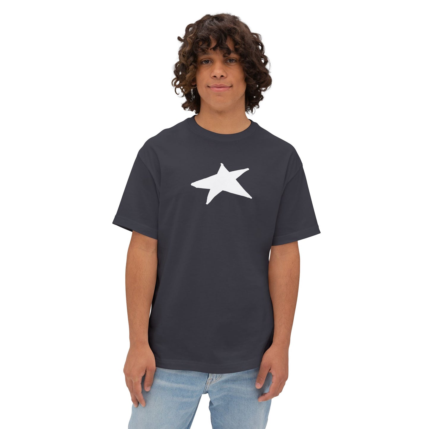 Star Unisex Oversized Boxy Tee — Dropped Shoulder Casual Tee (100% Cotton) | HERARTSSSS
