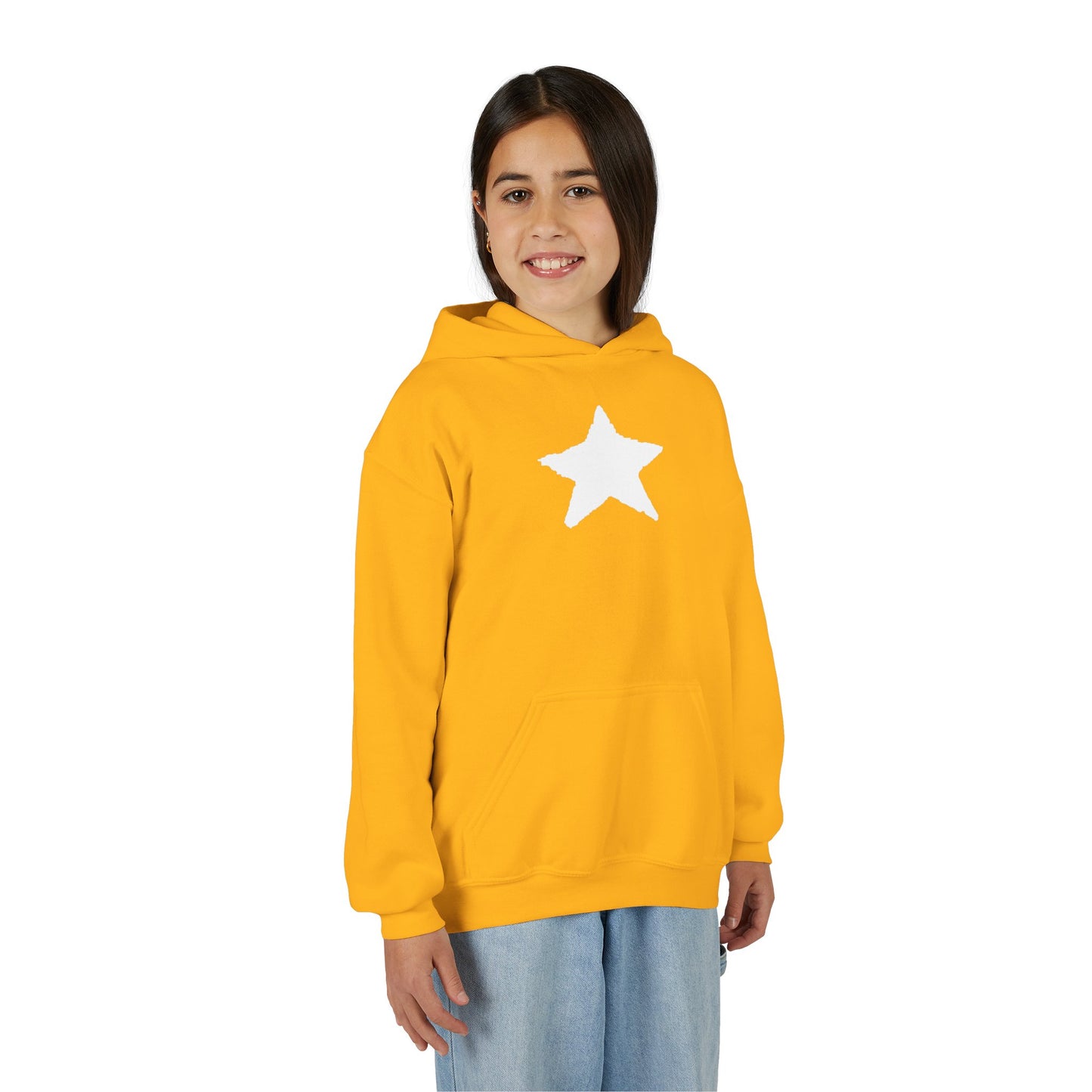 Star Youth Heavy Blend Hooded Sweatshirt — Kids Cozy Kangaroo Pocket
