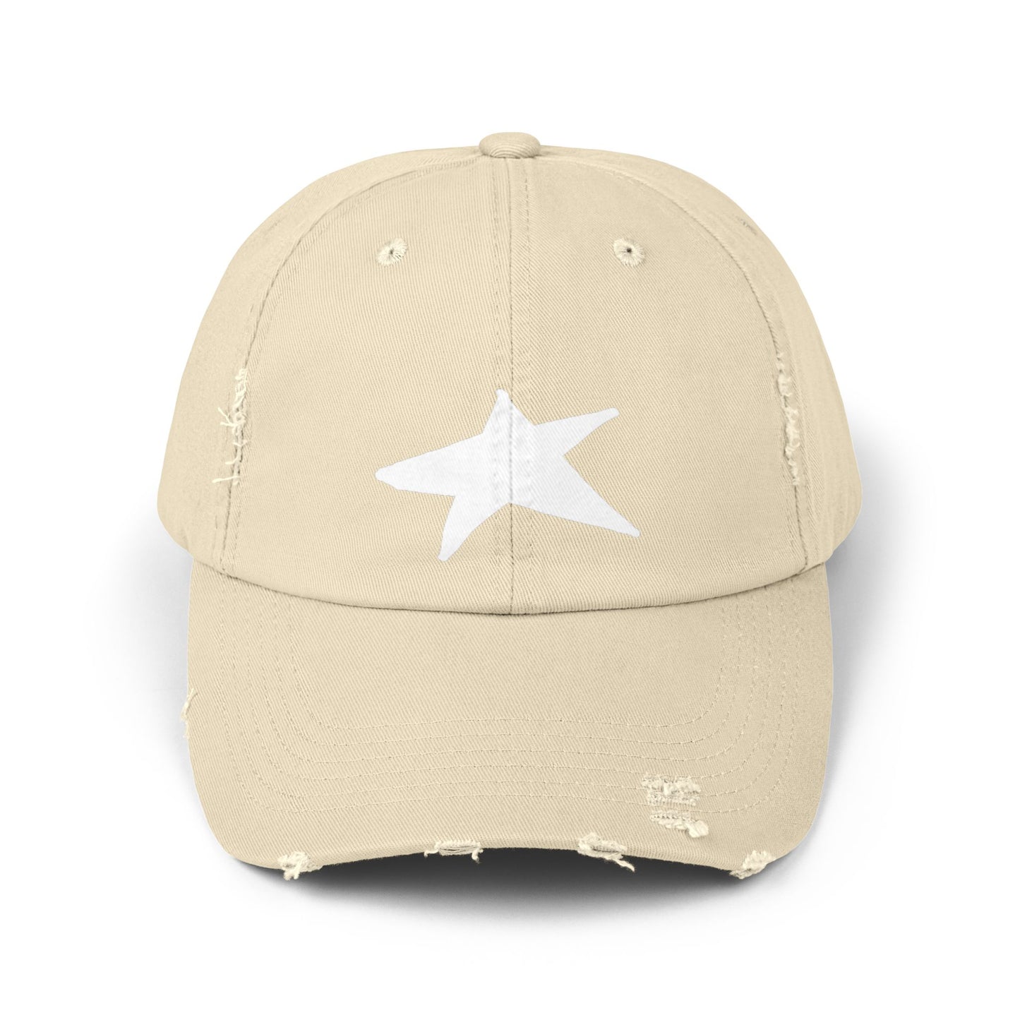 Unisex Distressed Cap with Star Design - Trendy & Comfortable Hat for Everyday Style