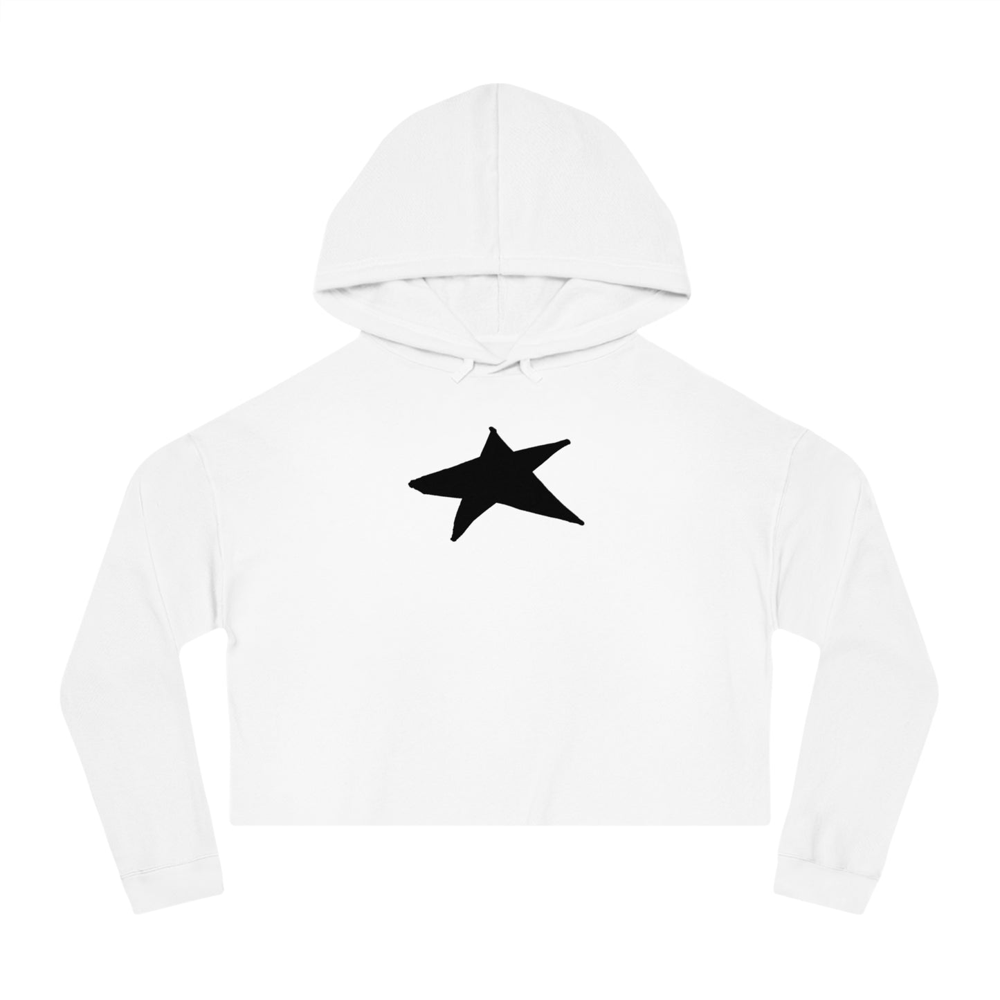 Chic Star Print Cropped Hoodie for Women - Trendy Lightweight Sweatshirt