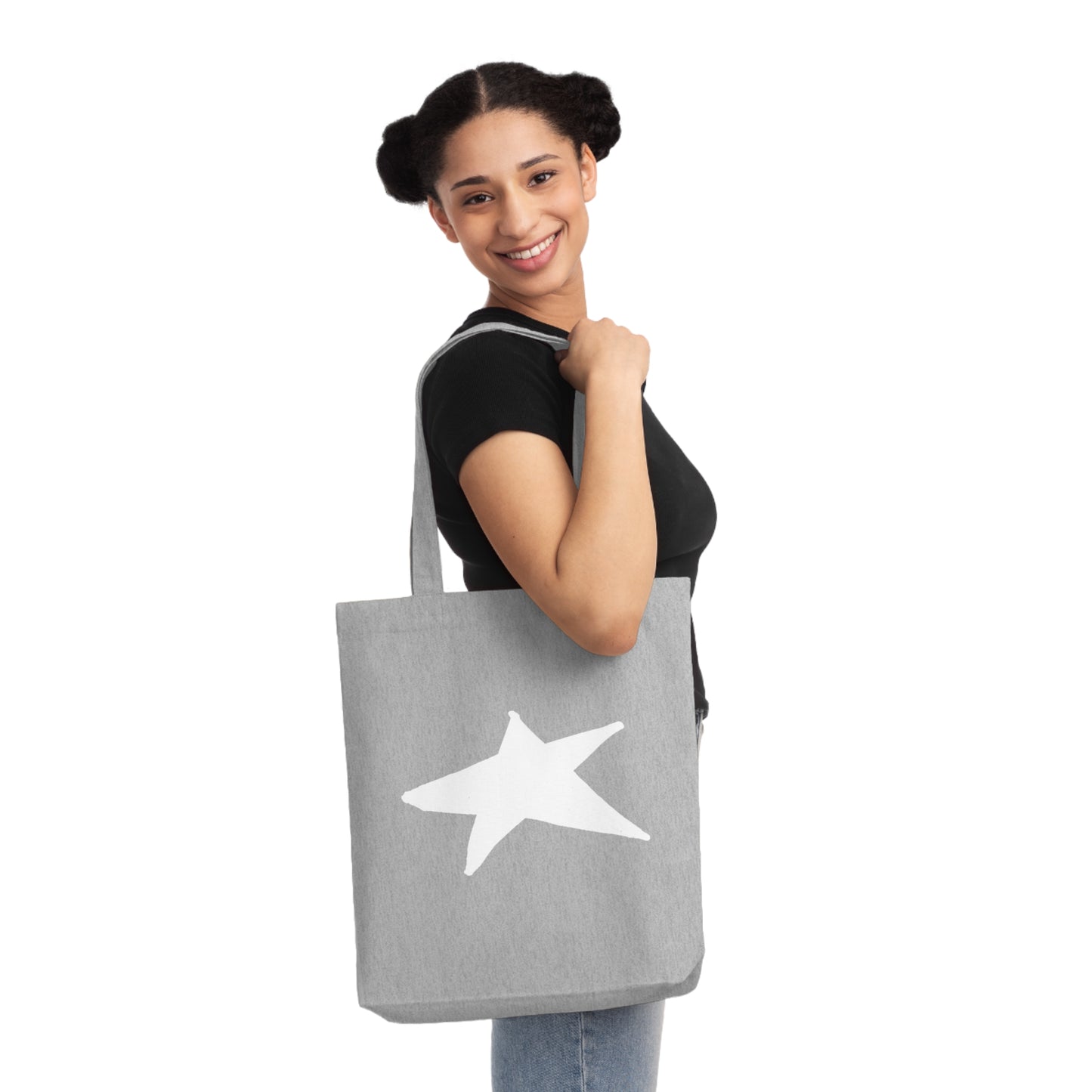 Star Woven Tote Bag — 80% Recycled Cotton Canvas, Durable Shaping Bottom