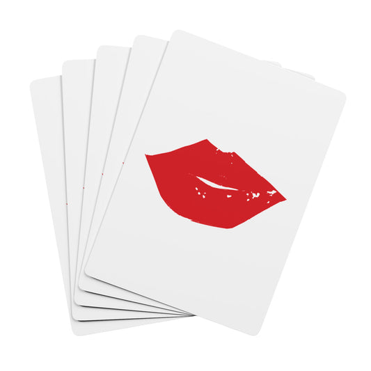 Elegant Poker Playing Cards Set - Black Ace & Red Lip Design