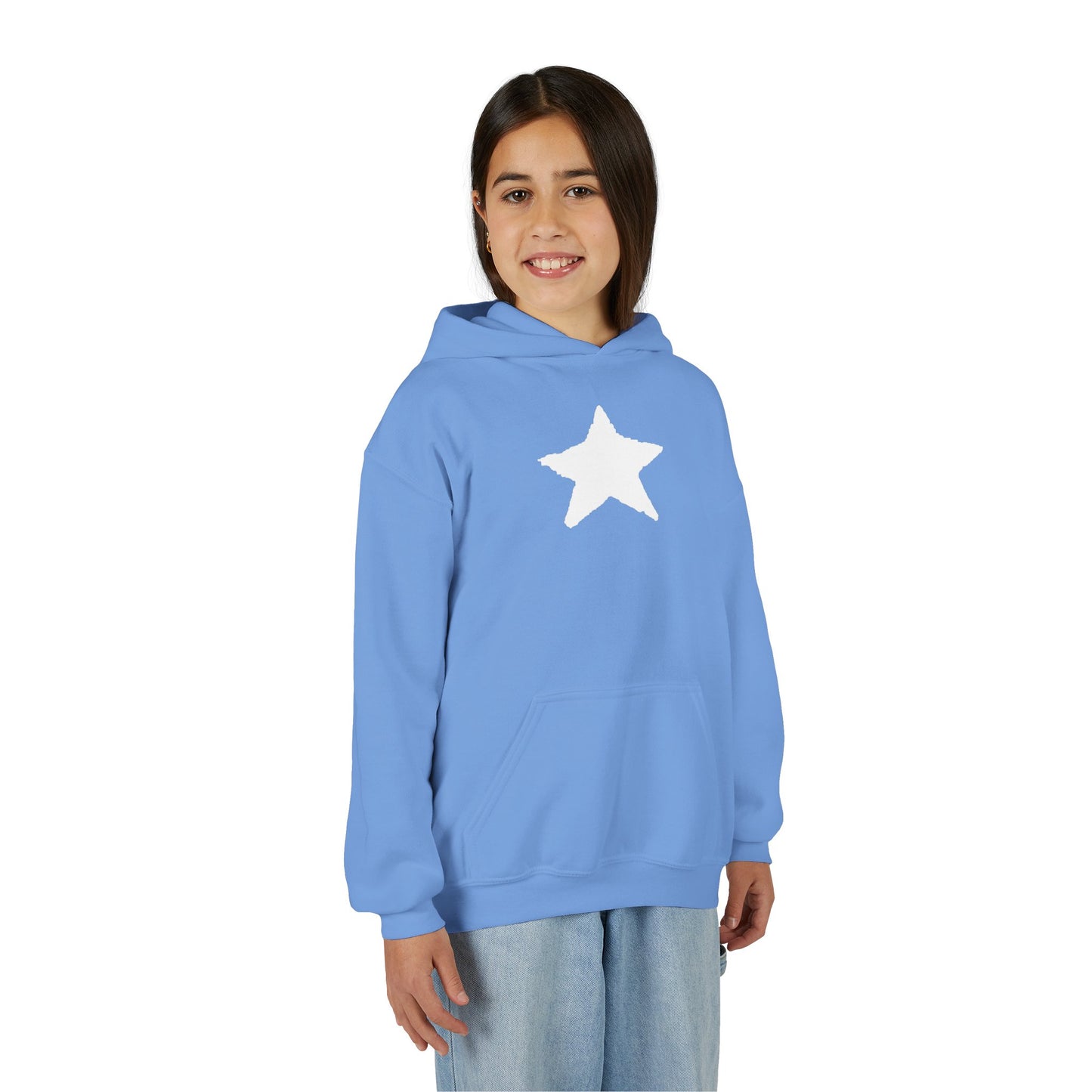 Star Youth Heavy Blend Hooded Sweatshirt — Kids Cozy Kangaroo Pocket
