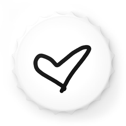Cool Heart Bottle Opener Magnet — 3" Bottle-Cap Shape, Magnetic Back & Dual-Action Opener