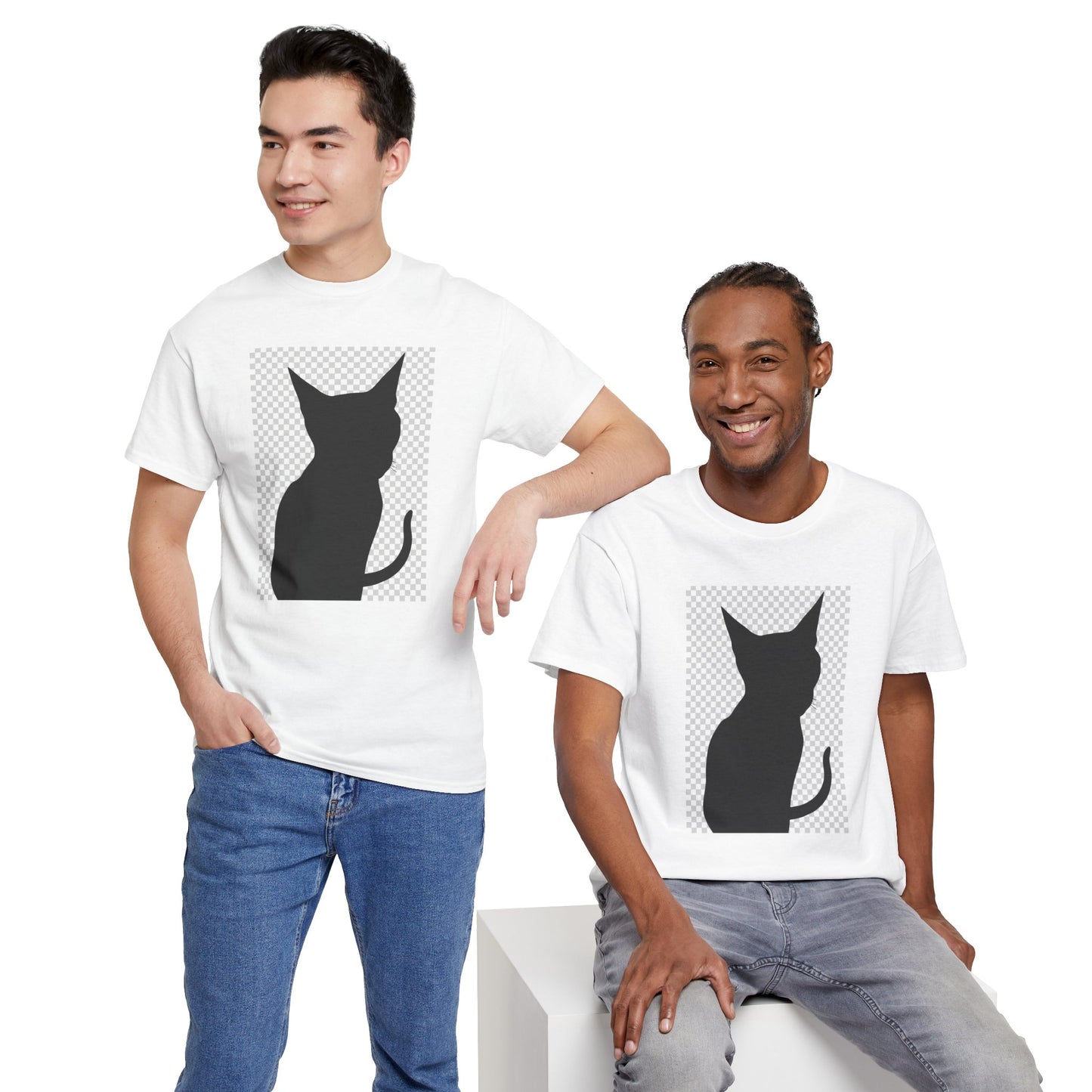 Cat Silhouette Unisex Tee — Heavy Cotton Graphic Shirt for Cat Lovers | UNIQUELY YOURRSELLF ®